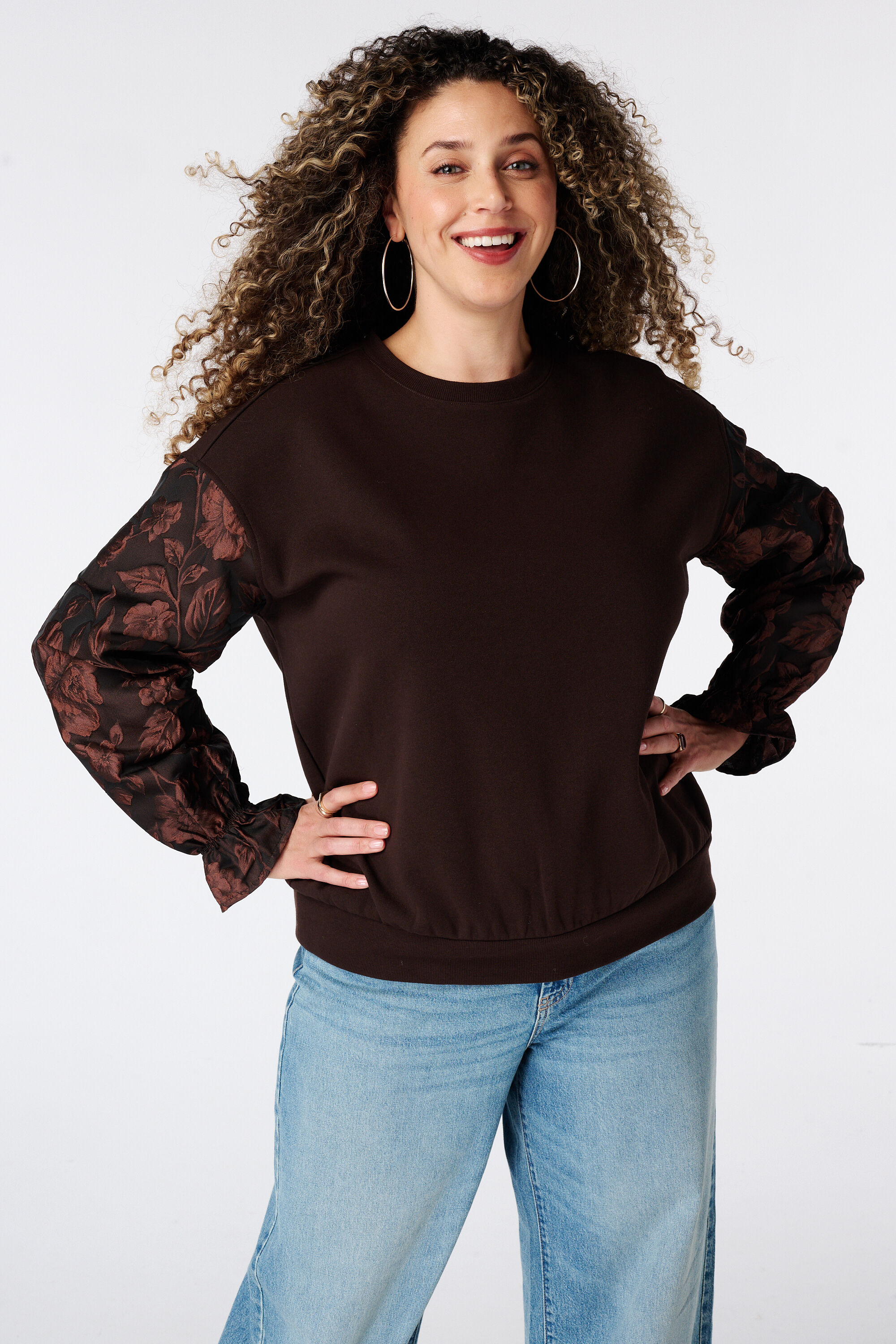 Sweatshirt mit Jacquard-&Auml;rmeln image number 0