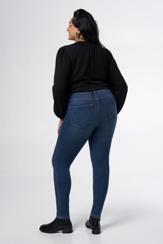 Skinny-Jeans mit hoher Taille CHERRY image number 3