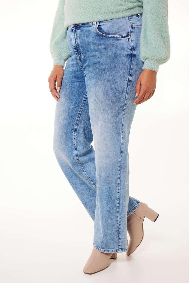 Jeans mit hoher Taille und weitem Bein image number 5