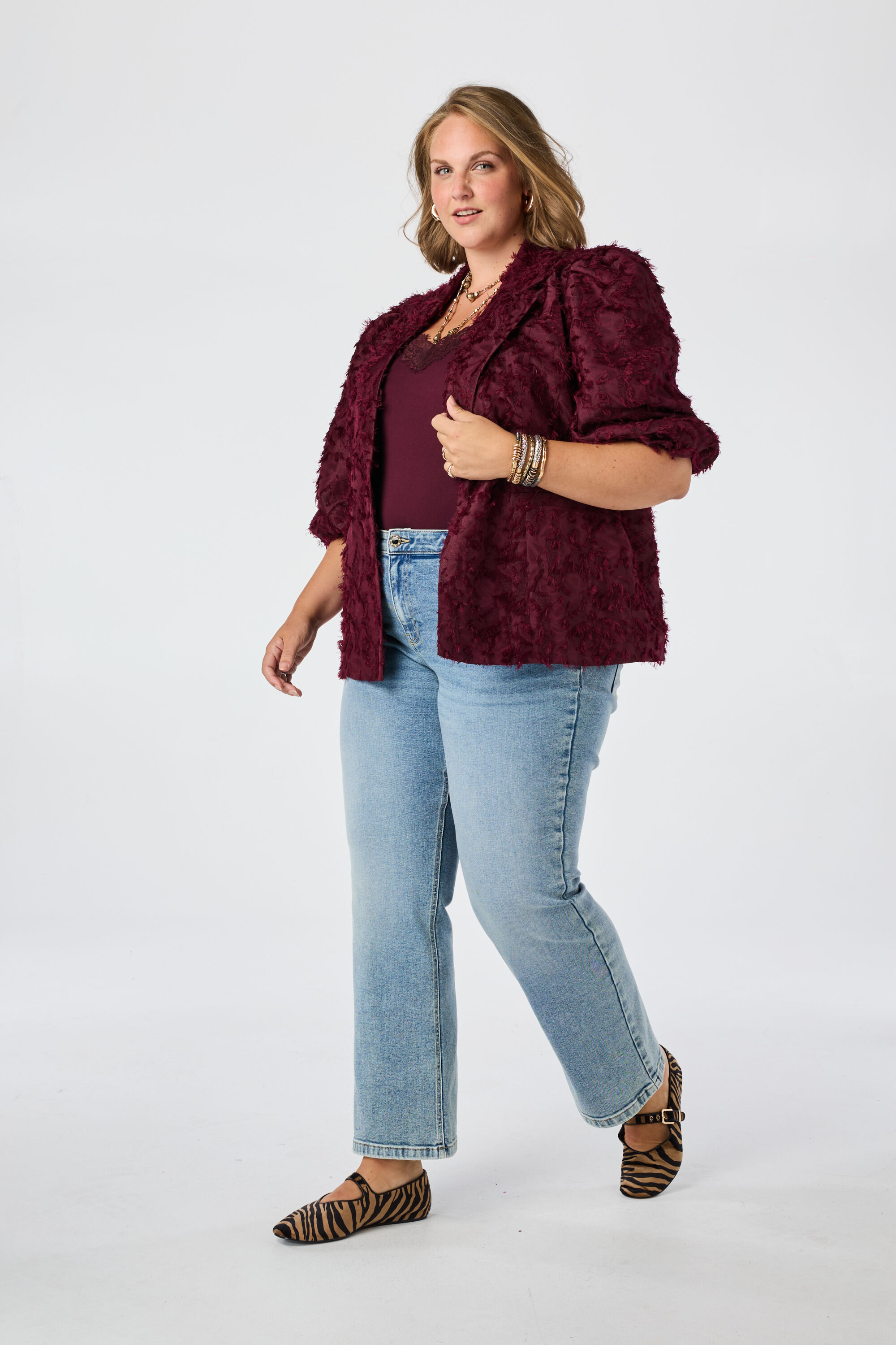Flauschiger Blazer mit Puff&auml;rmeln image number 5