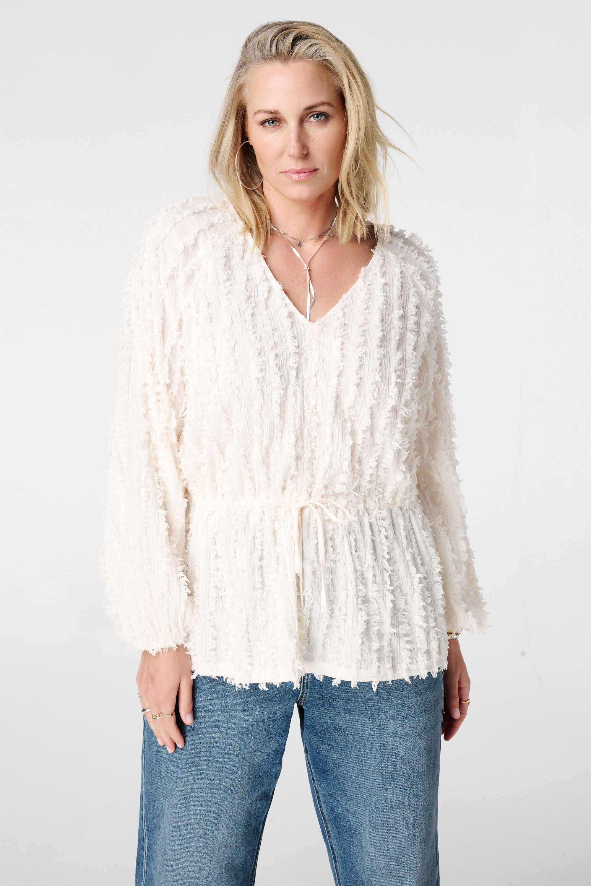 Flauschiges Jersey-Top mit Kordelzug