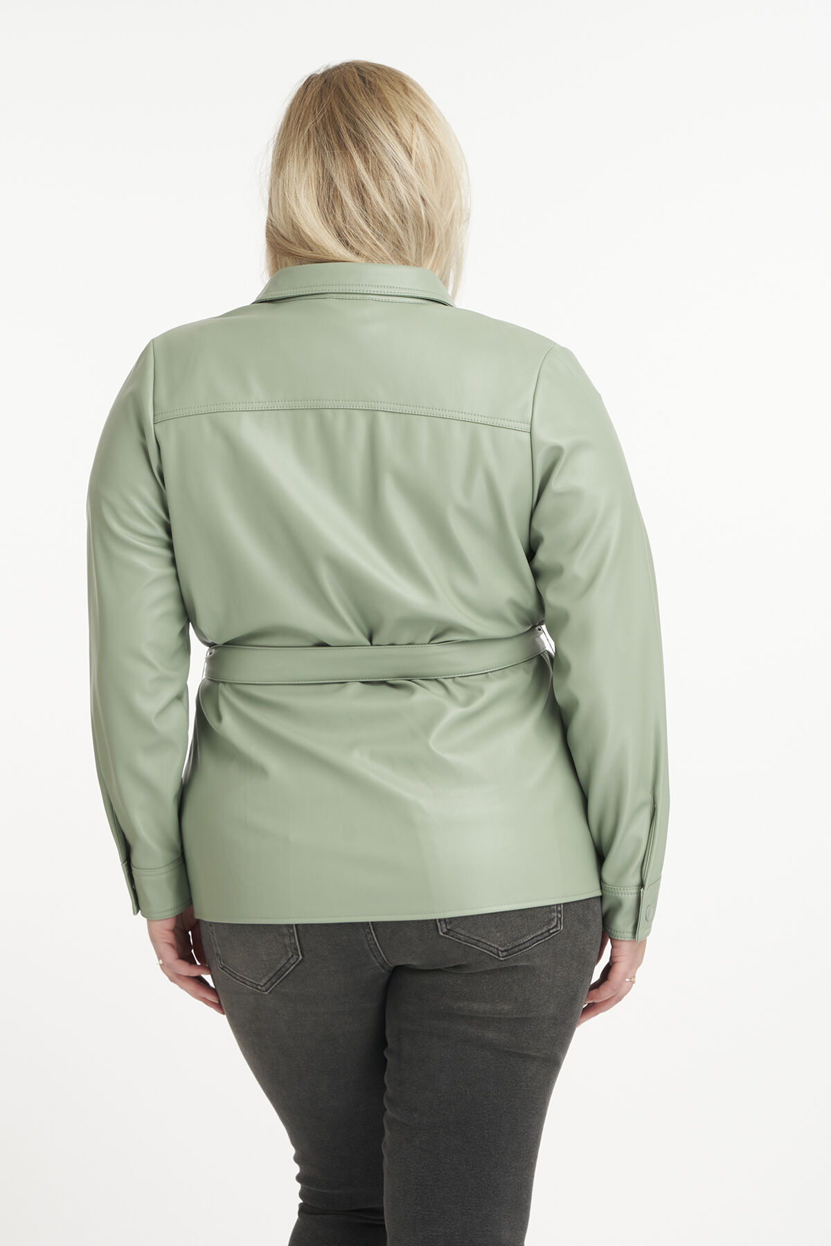 Kunstlederjacke mit Bindeg&uuml;rtel image number 3