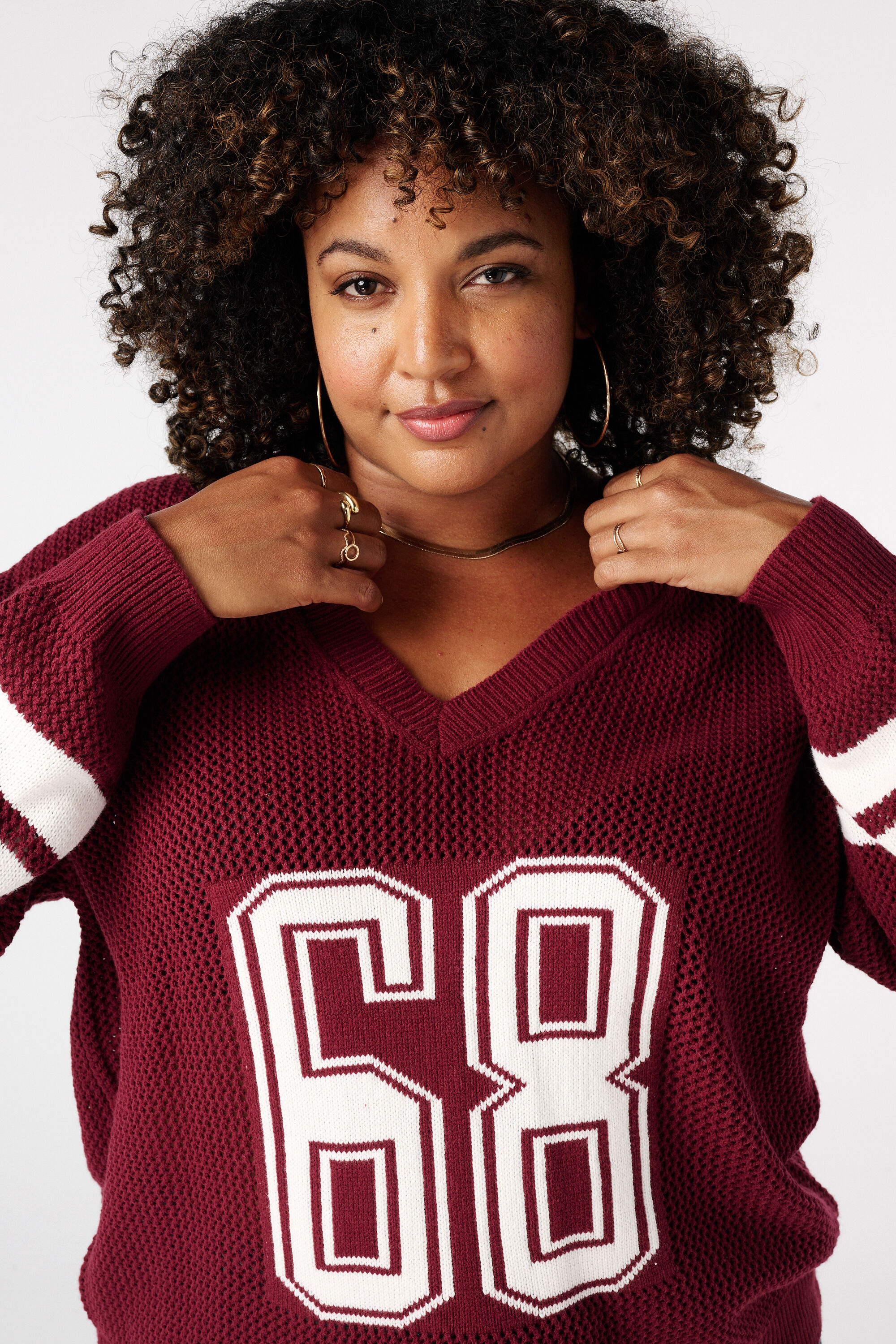 Fein gestrickter College-Pullover image number 4