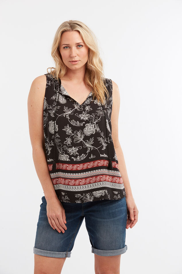 Ärmellose Bluse mit Paisley-Print image number 4