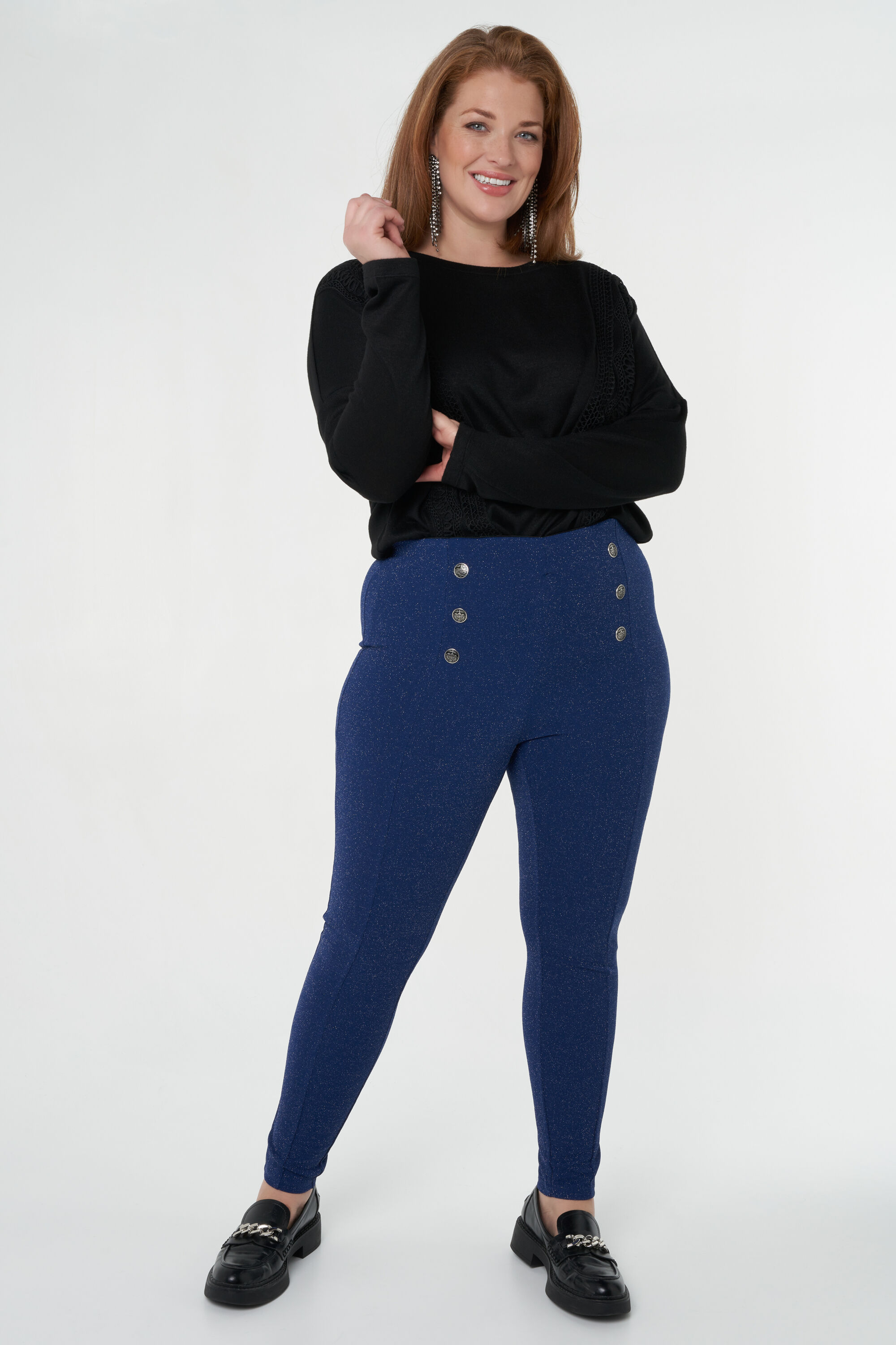 Glitzer-Treggings mit Kn&ouml;pfen image number 6