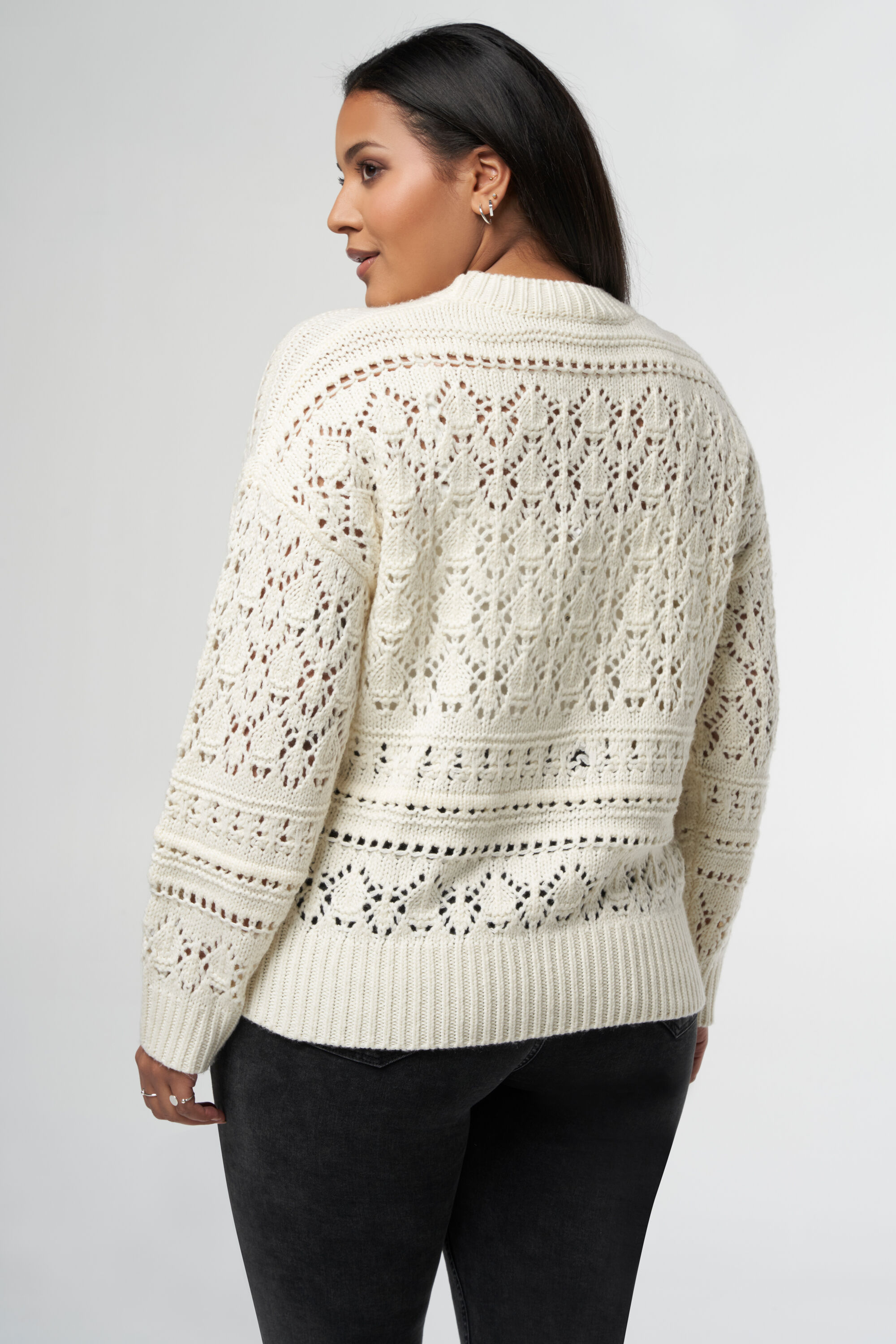 Strick-Pullover mit Ajourmuster  image number 3