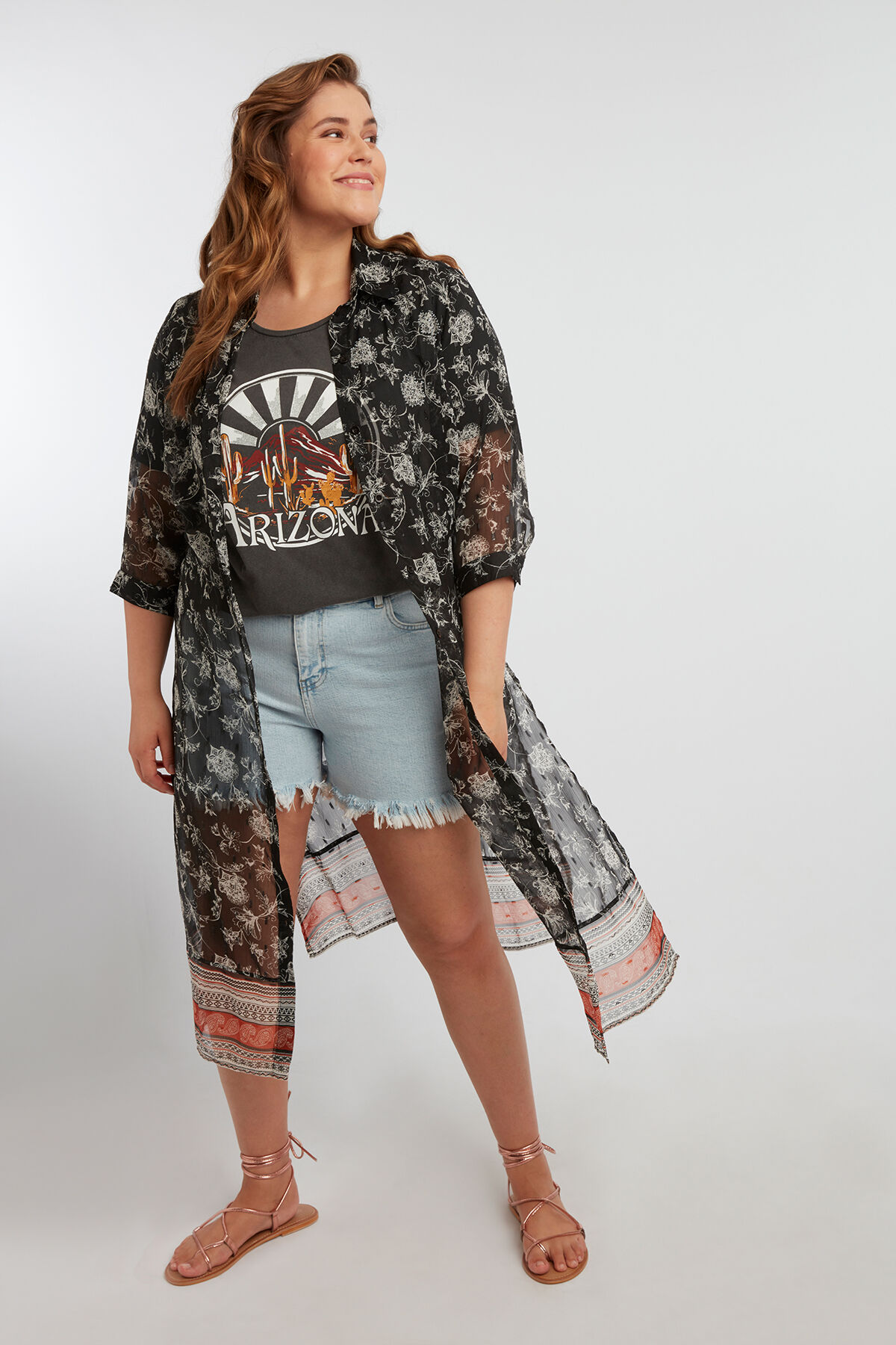 Durchsichtige Bluse mit Paisley-Print image number 3