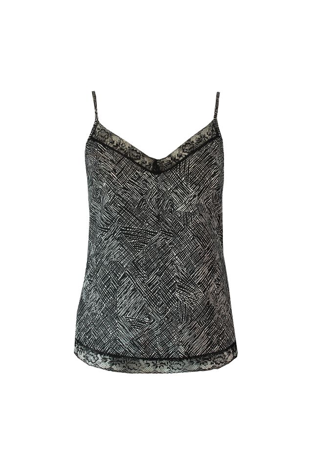 Ärmellose Bluse mit Spitzenelement image number 1