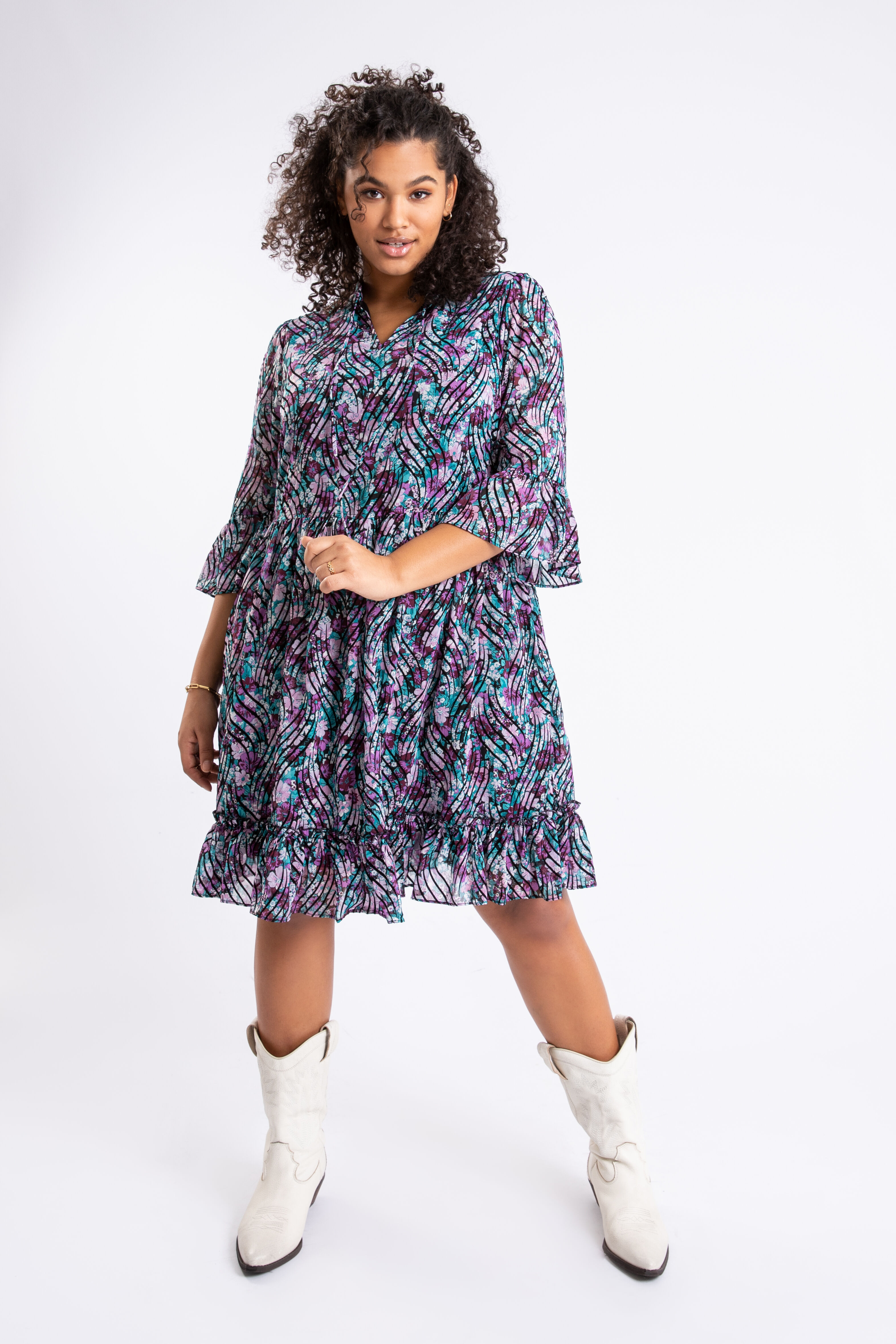 Kleid mit Blumen-Print und R&uuml;schen image number 6