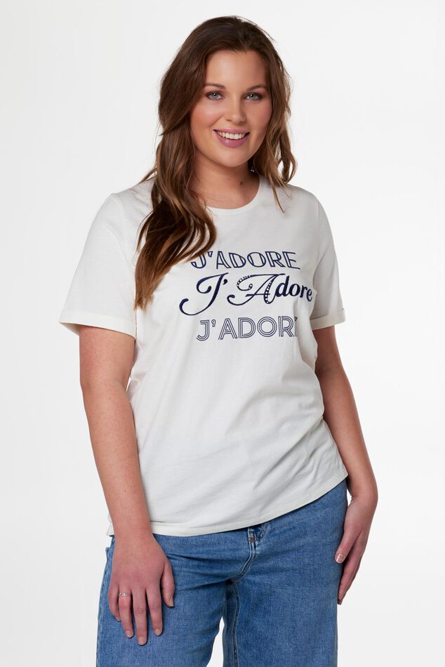 T-Shirt mit Text-Print „J'adore“ image number 6