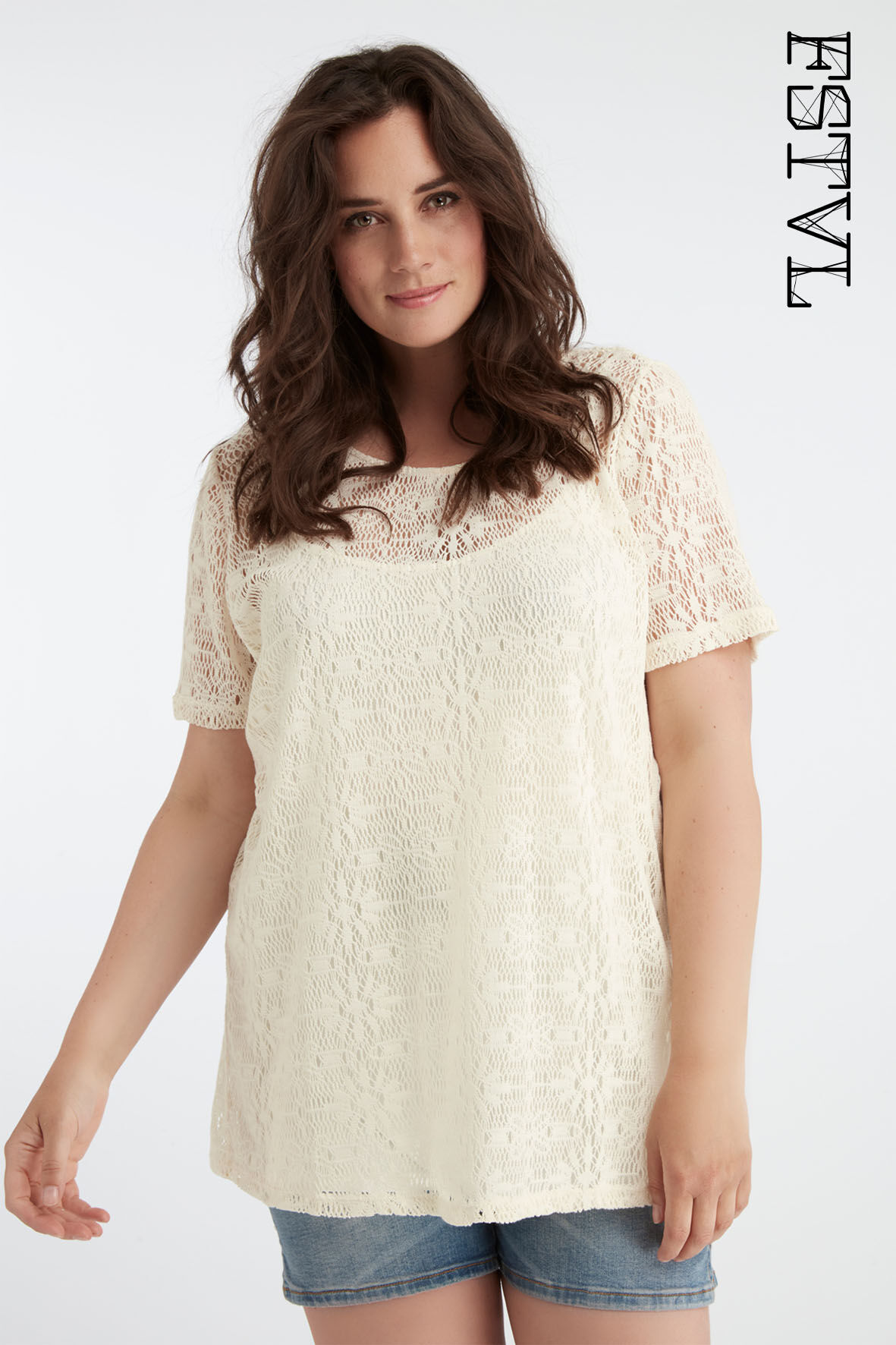 Langes Top mit Lochmuster image number 0