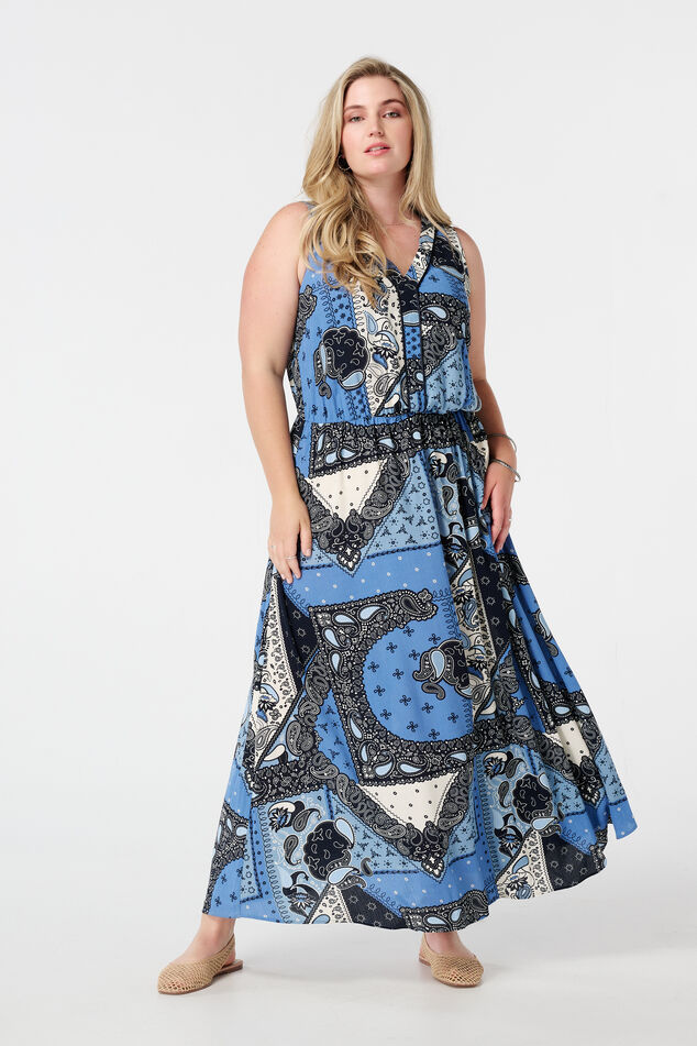 Ärmelloses Maxikleid mit Paisleymuster image number 0