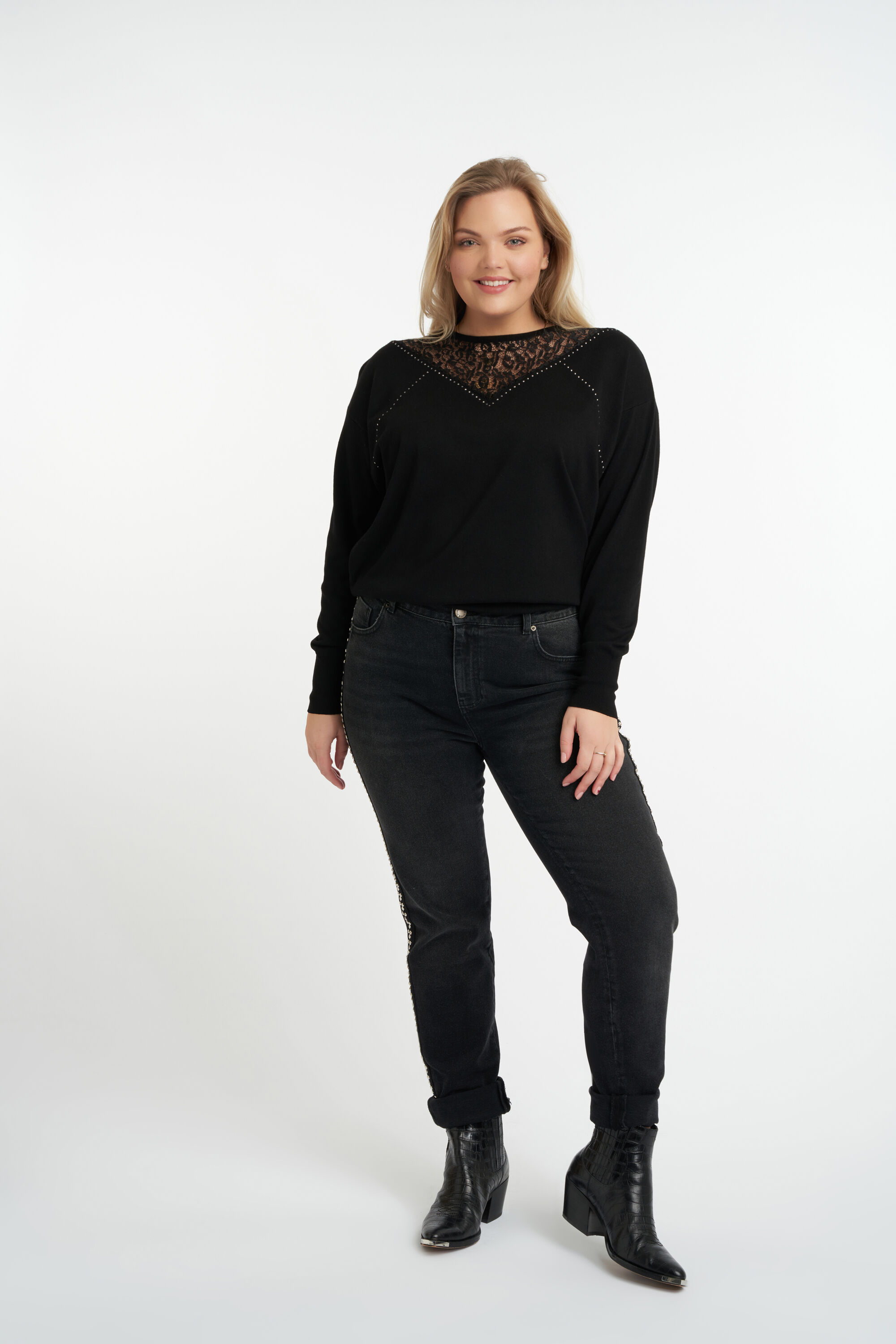 H&auml;keloberteil mit Lochmuster und Tunnelzug an der Taille  image number 5