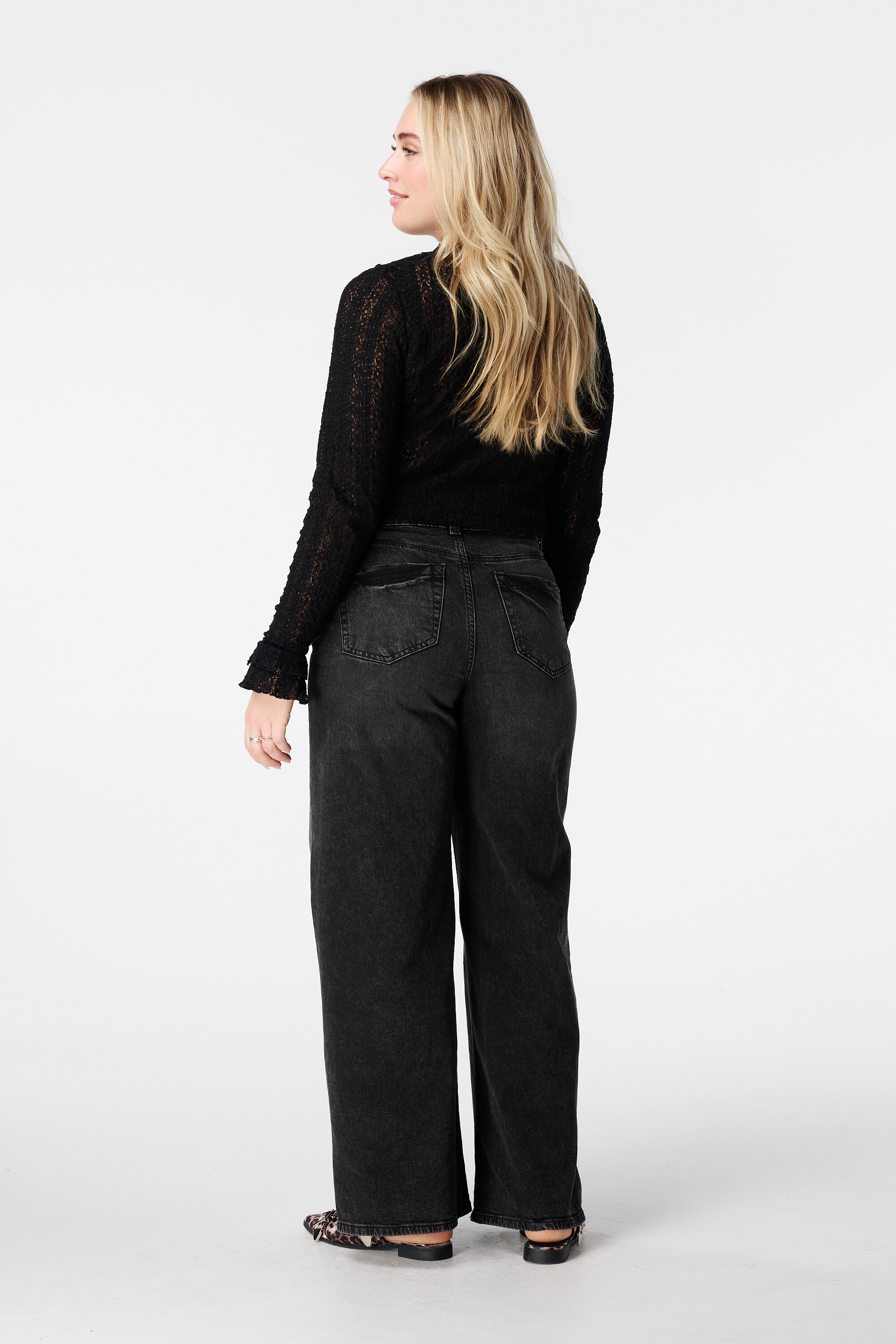 Jeans mit weitem Bein und hoher Taille image number 3