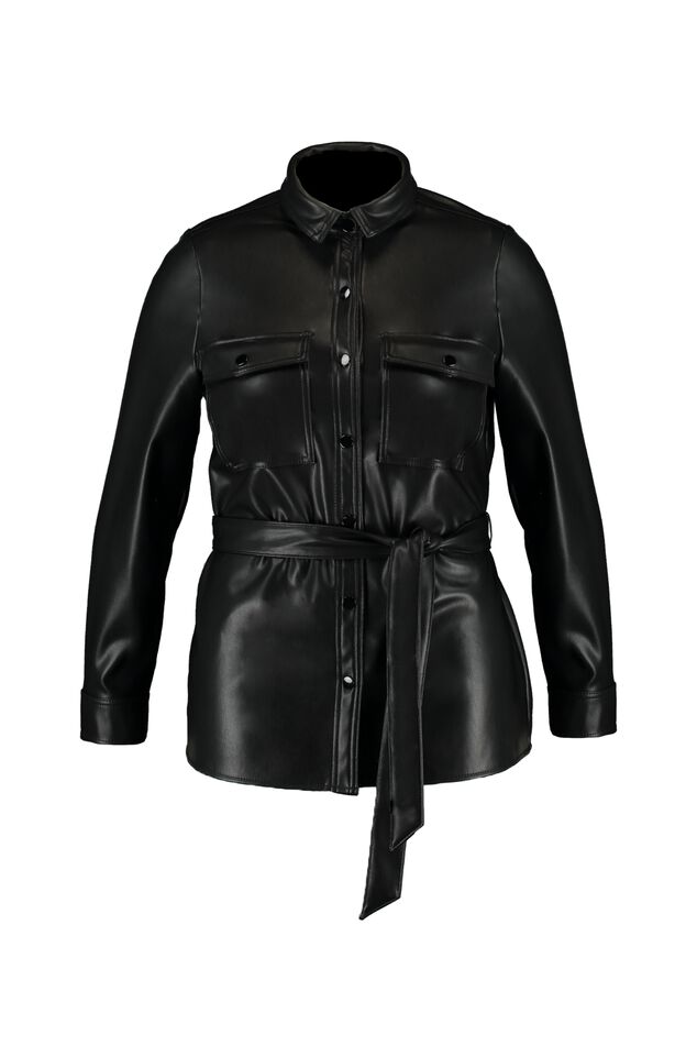 Kunstlederjacke mit Bindegürtel image number 1