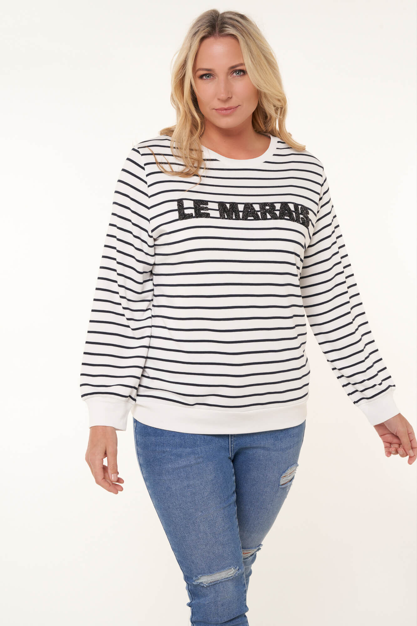 Gestreifter Pullover mit Artwork image number 6