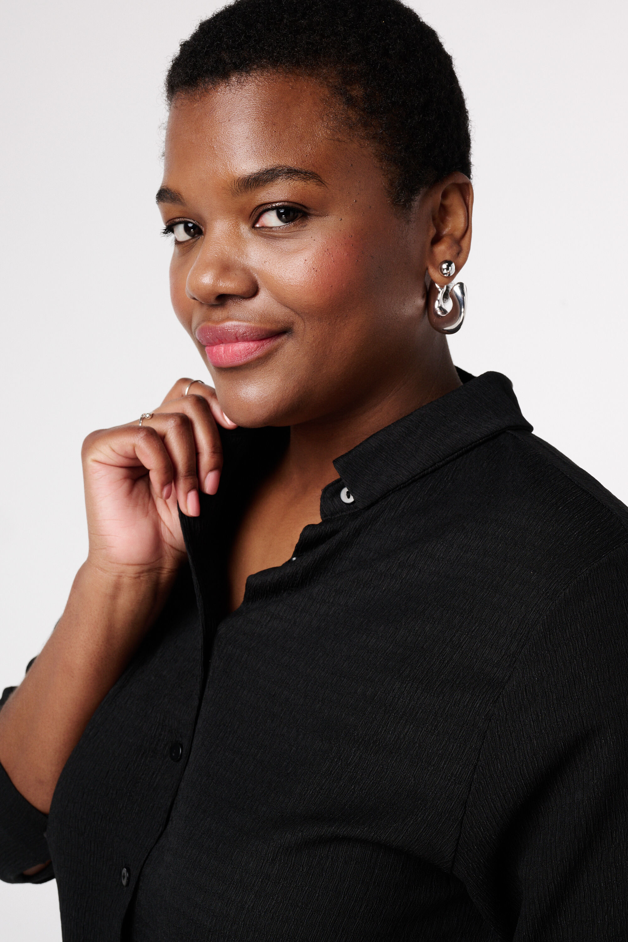 Top mit Hemdoptik und Struktur image number 4