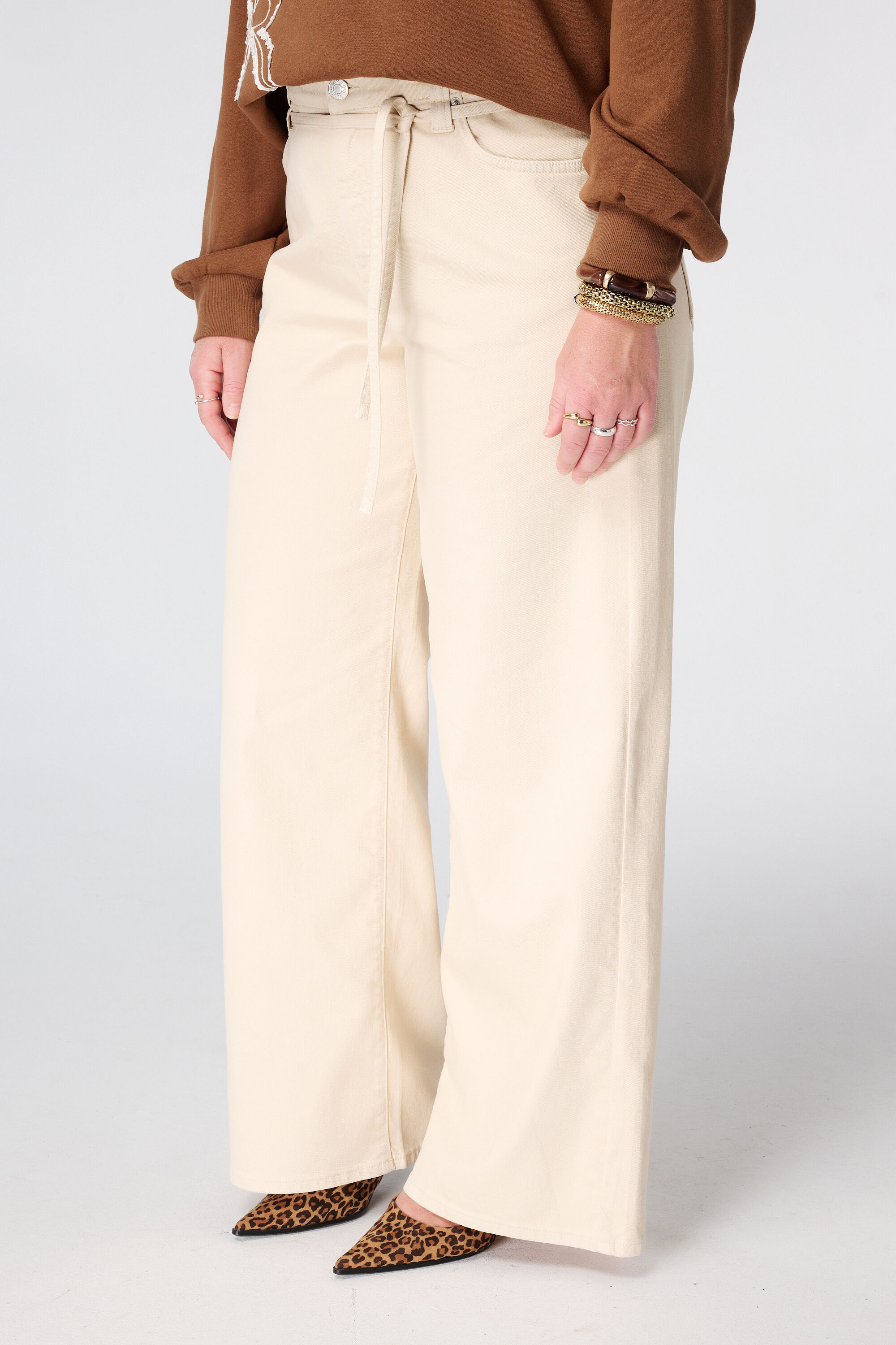 Wide Leg Jeans mit Bindekordel image number 5