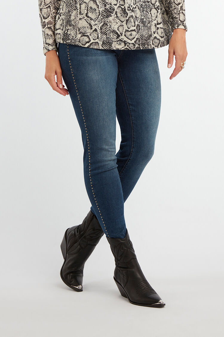 Skinny-Leg Jeans mit Ziernieten image number 4