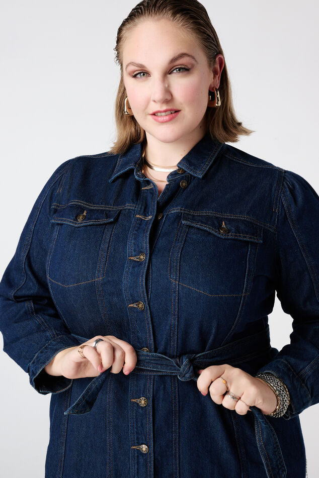 Denimkleid mit Schleifengürtel image number 4