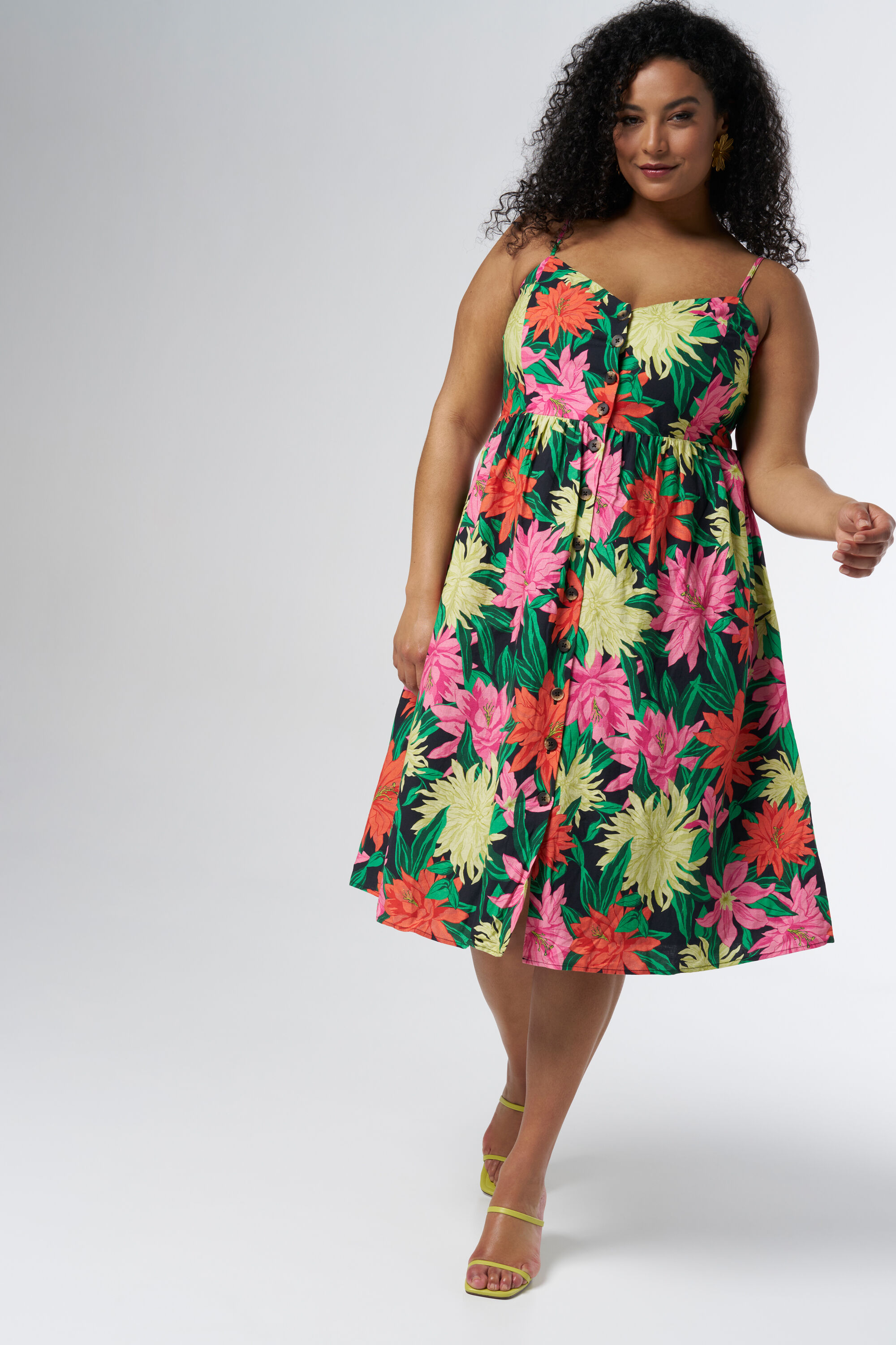 Midikleid mit Kn&ouml;pfen und Print  image number 6