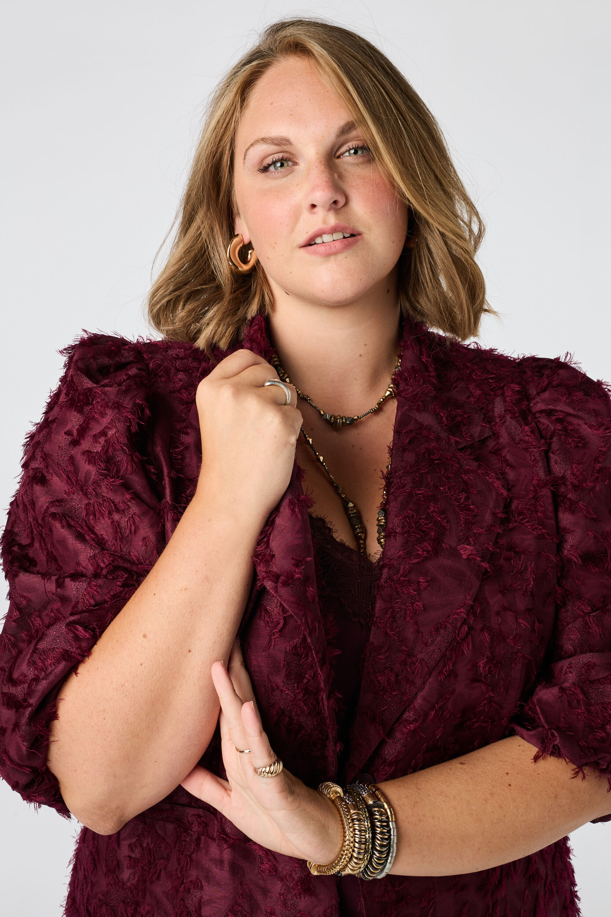Flauschiger Blazer mit Puff&auml;rmeln image number 4