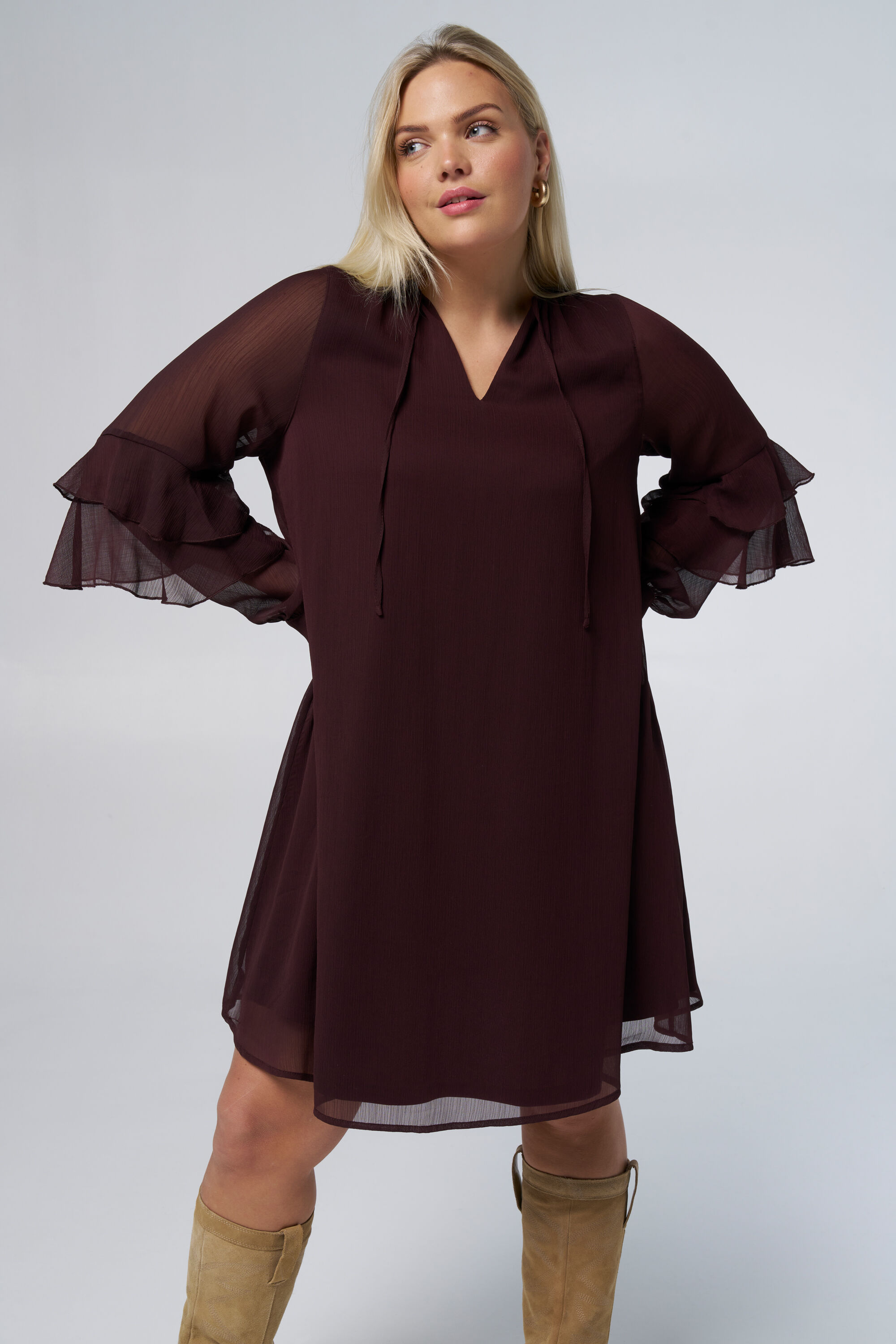 Kleid mit R&uuml;schen&auml;rmeln image number 5