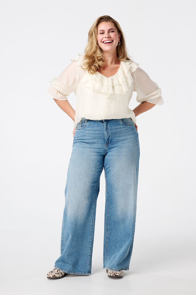 Jeans mit weitem Bein und hoher Taille image number 0