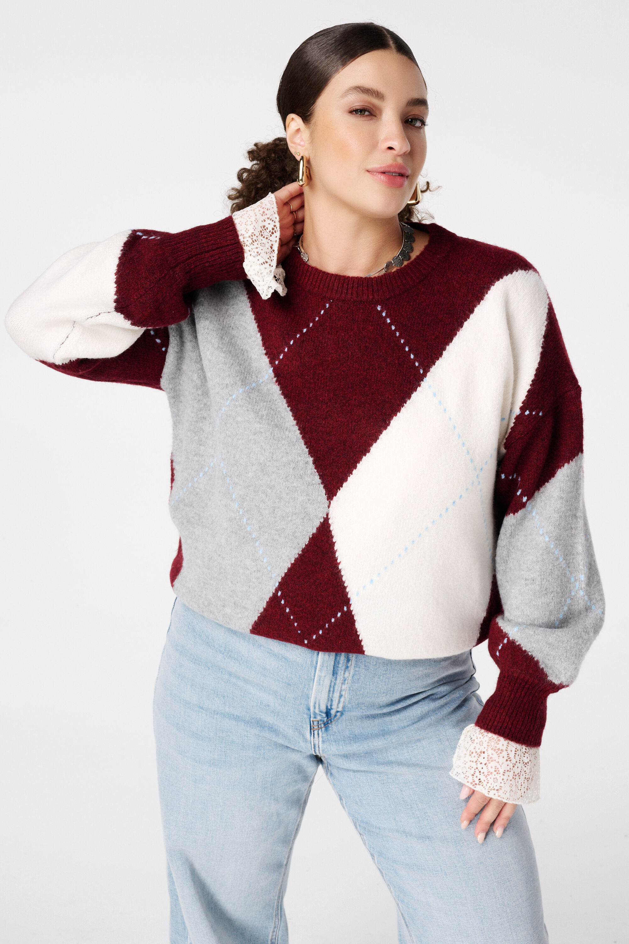 Strickpullover mit Karomuster