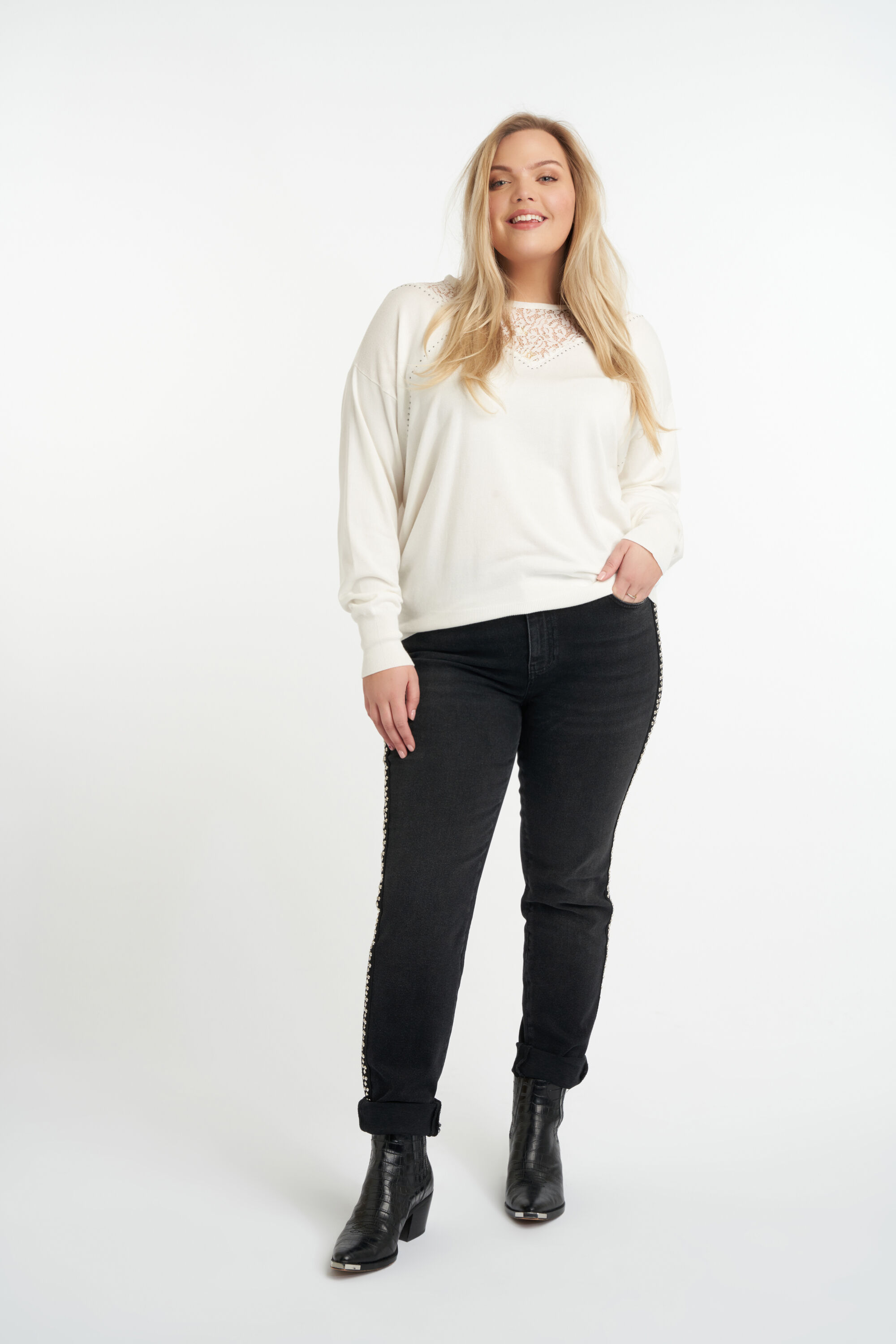 H&auml;keloberteil mit Lochmuster und Tunnelzug an der Taille  image number 5