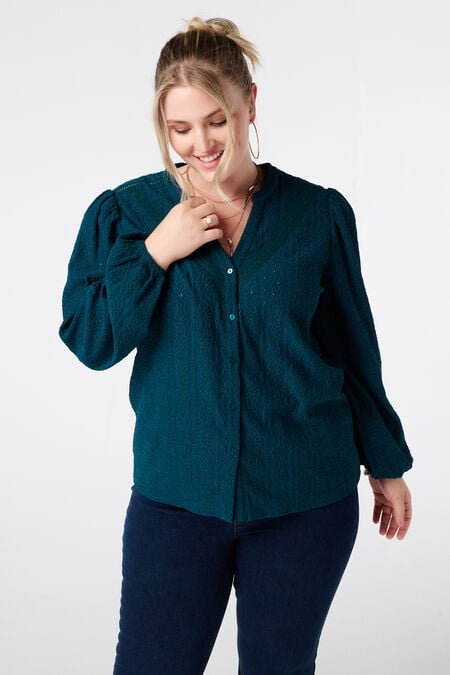 Jersey-Oberteil mit Stretch und Puffärmeln Jersey-Oberteil mit Stretch und Puffärmeln