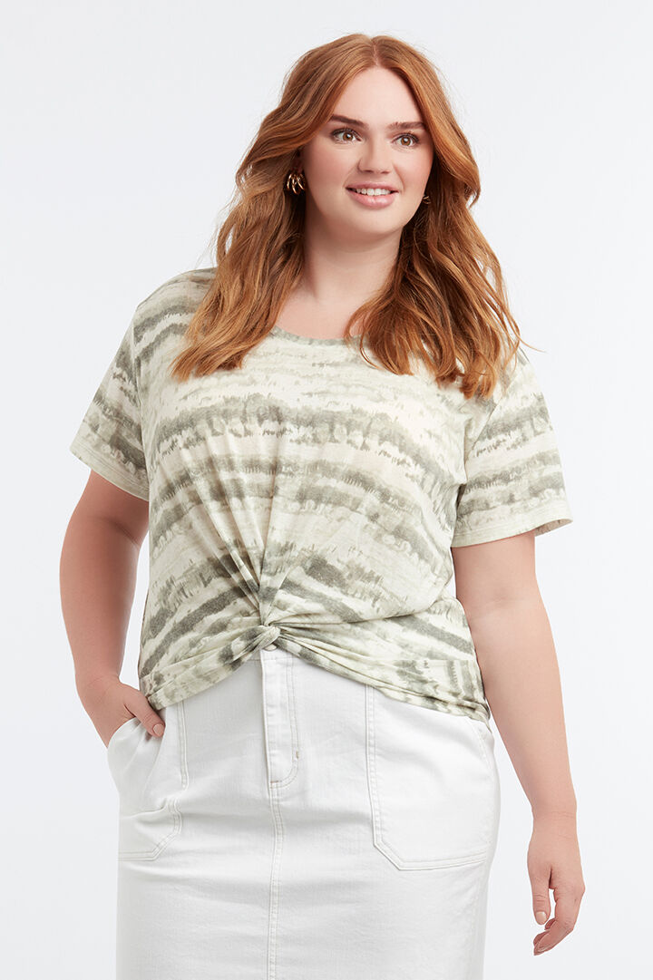 T-Shirt mit Batik-Print und Knoten-Detail image number 4