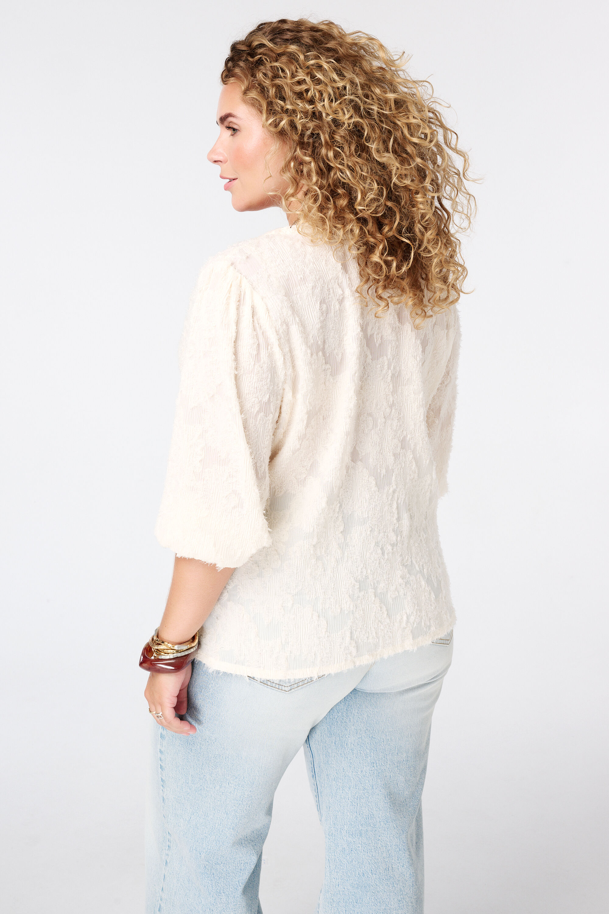 Flauschige Bluse mit V Ausschnitt image number 3