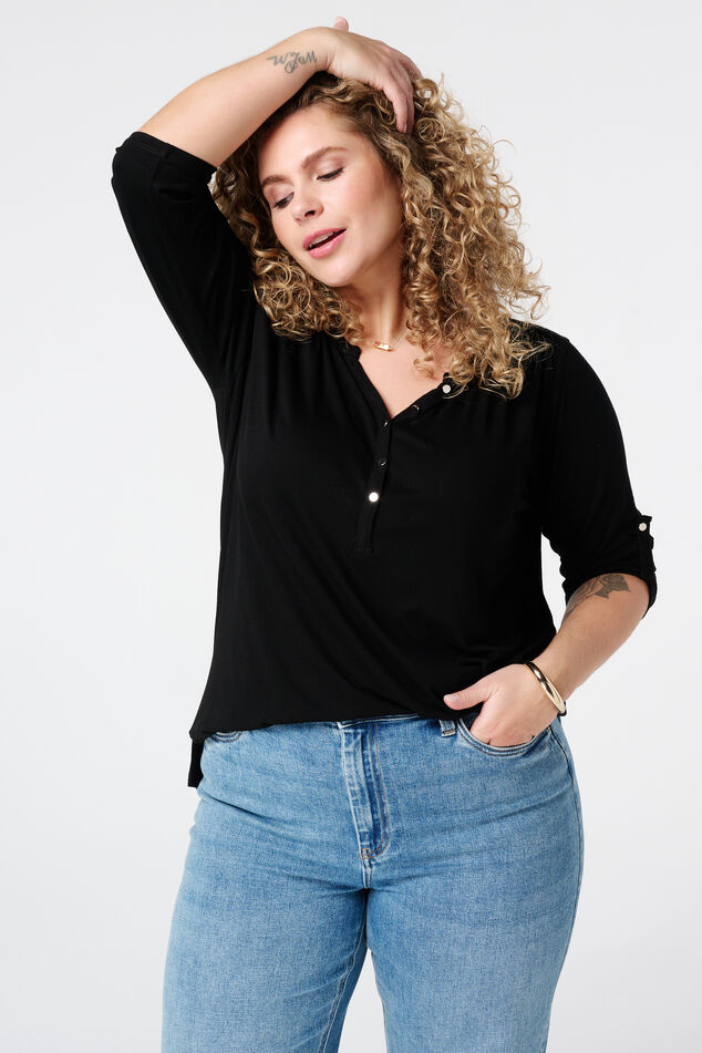 V-Ausschnitt-Top mit Knöpfen image number 0