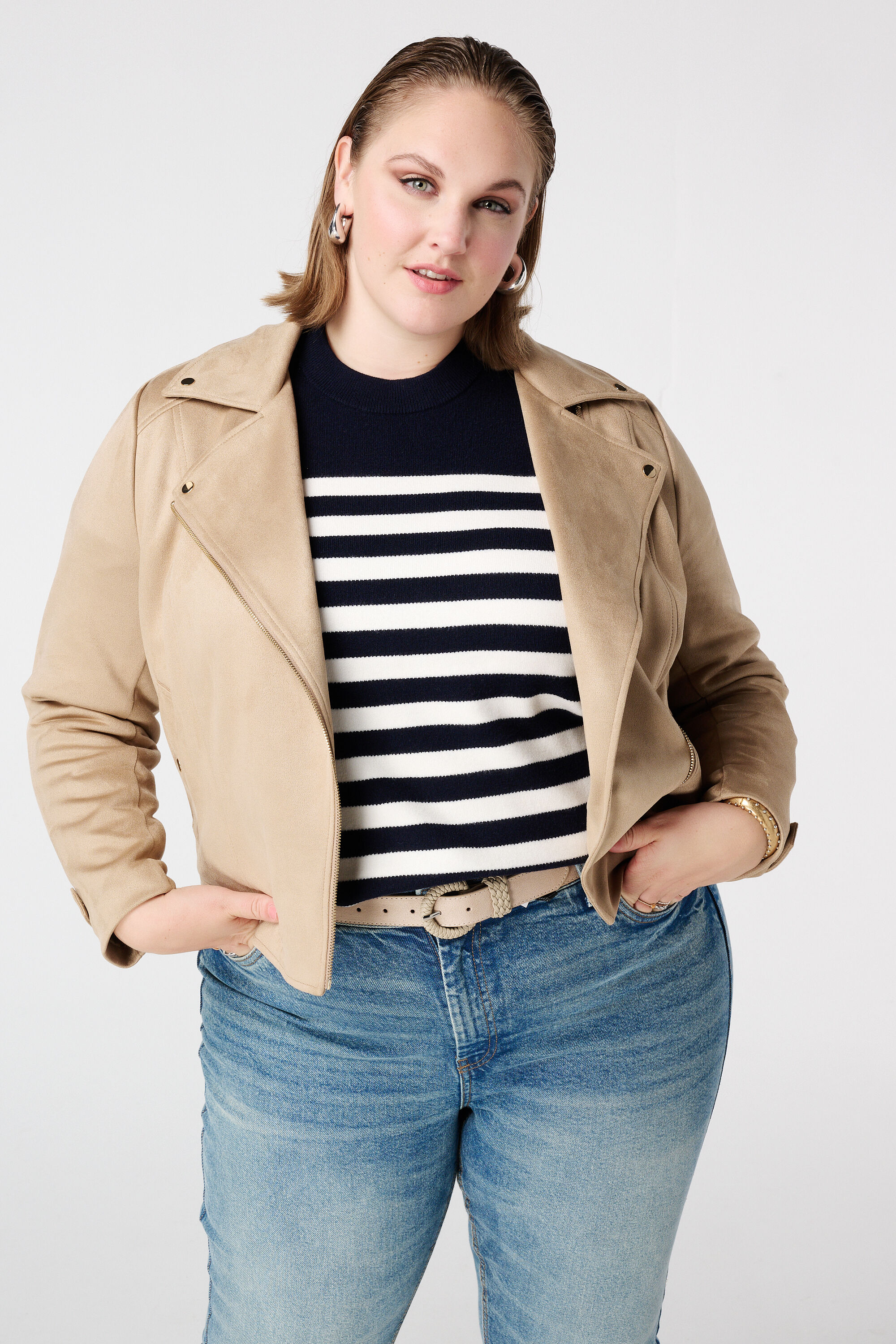 Bikerjacke aus Velourslederimitat