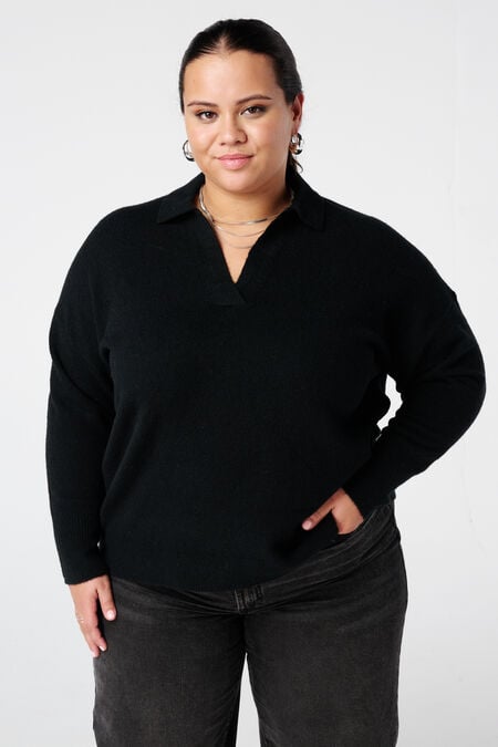 Fein gestrickter Polopullover Fein gestrickter Polopullover