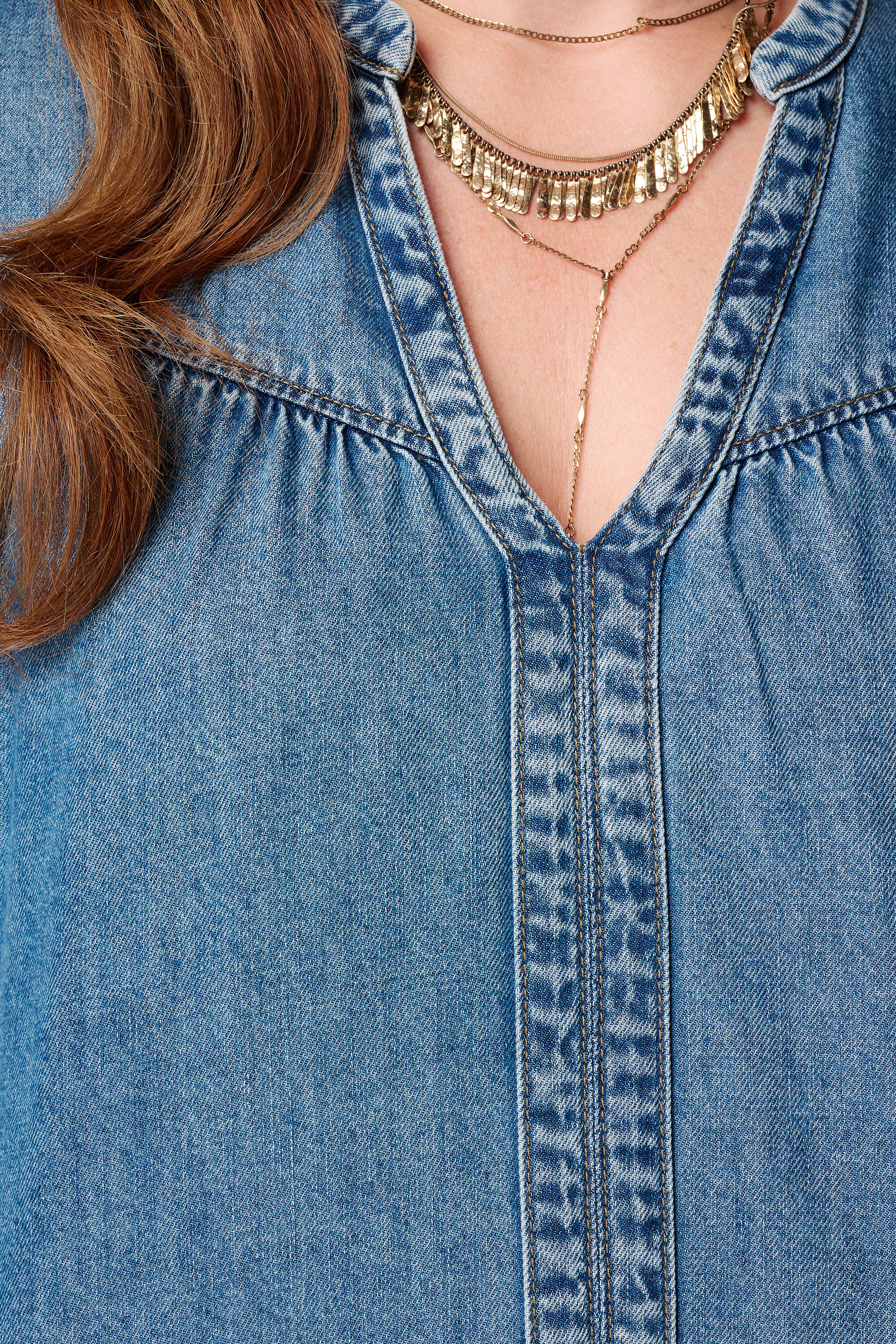 Jeansbluse mit Trompeten&auml;rmeln image number 4