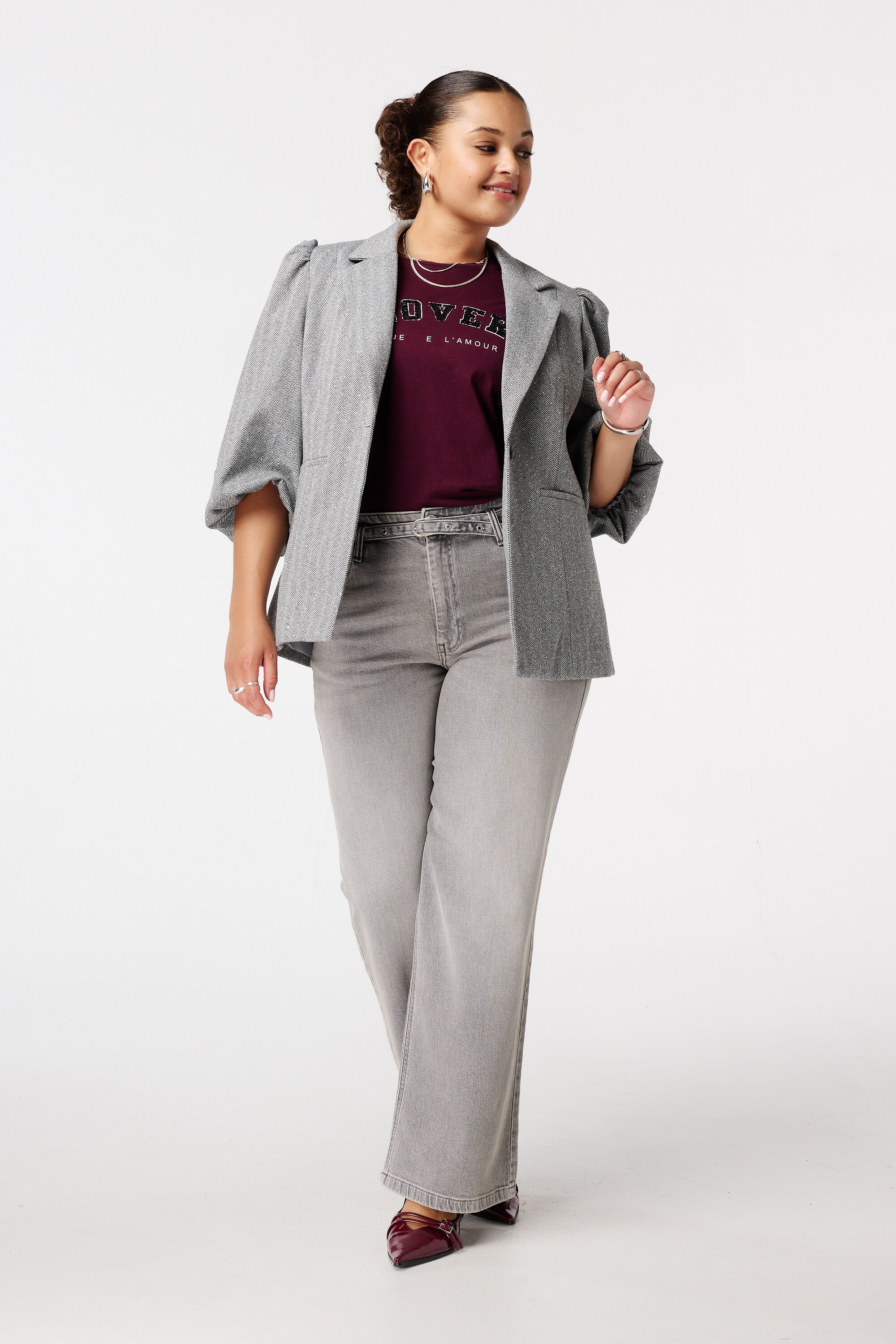 Blazer mit Lurex und kurzen Puff&auml;rmeln image number 5