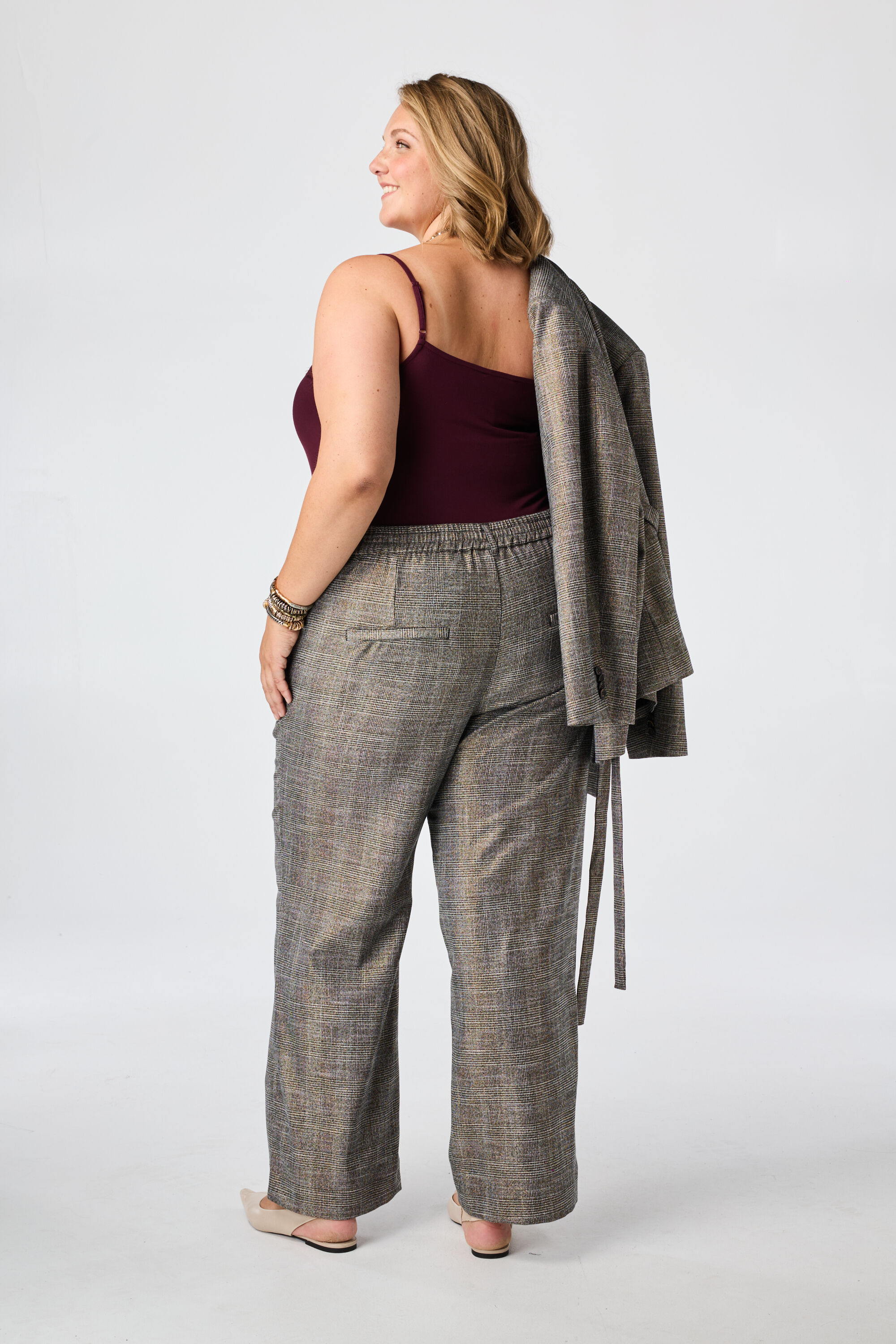 Karierte Wide Leg Hose image number 2