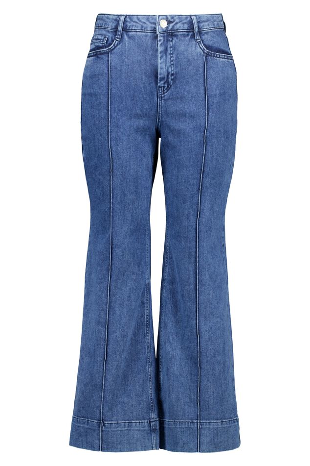 Ausgestellte Slim-Leg-Jeans mit Ziernähten image number 1