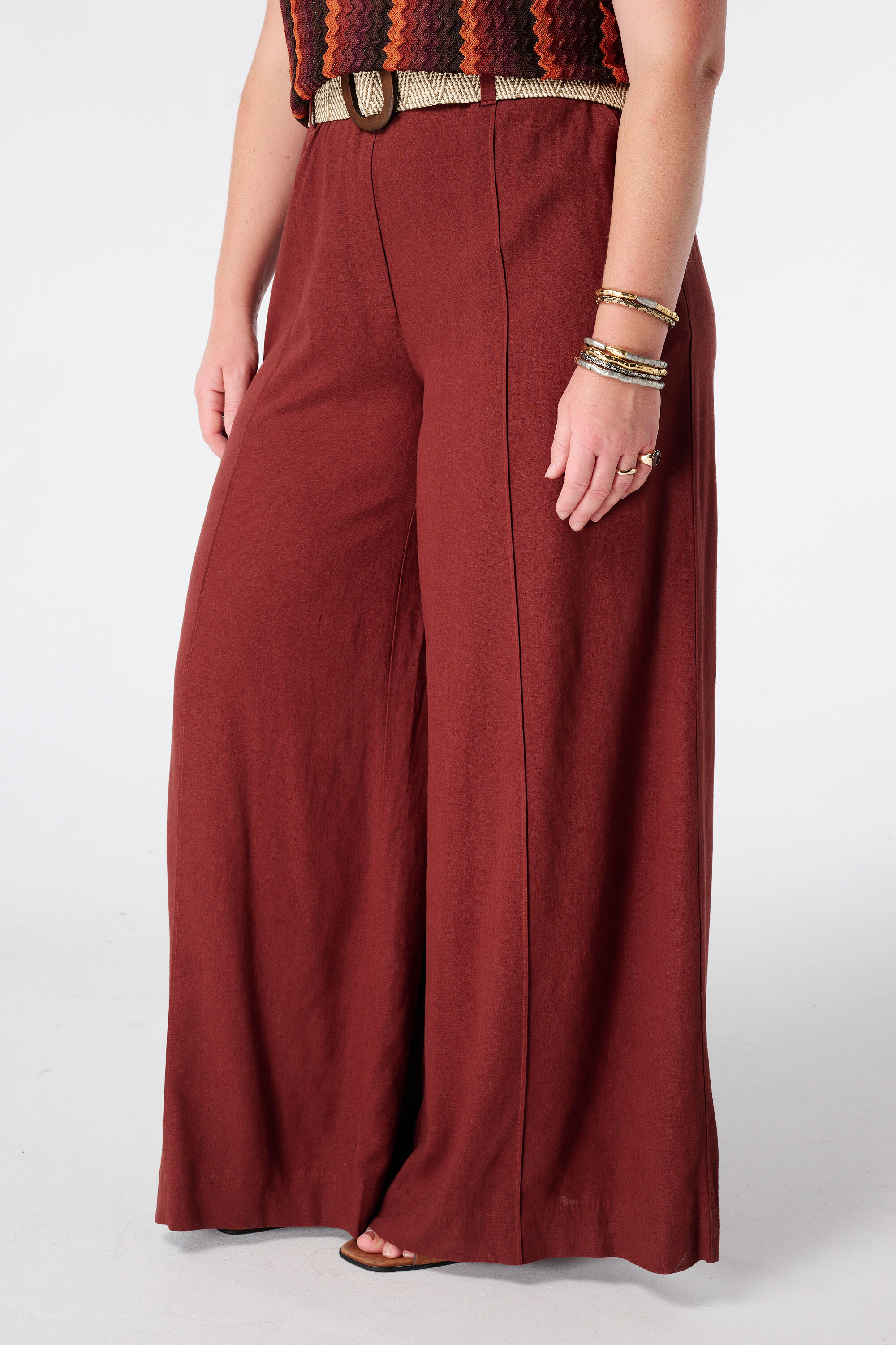 Wide Leg Leinenhose mit G&uuml;rtel image number 5
