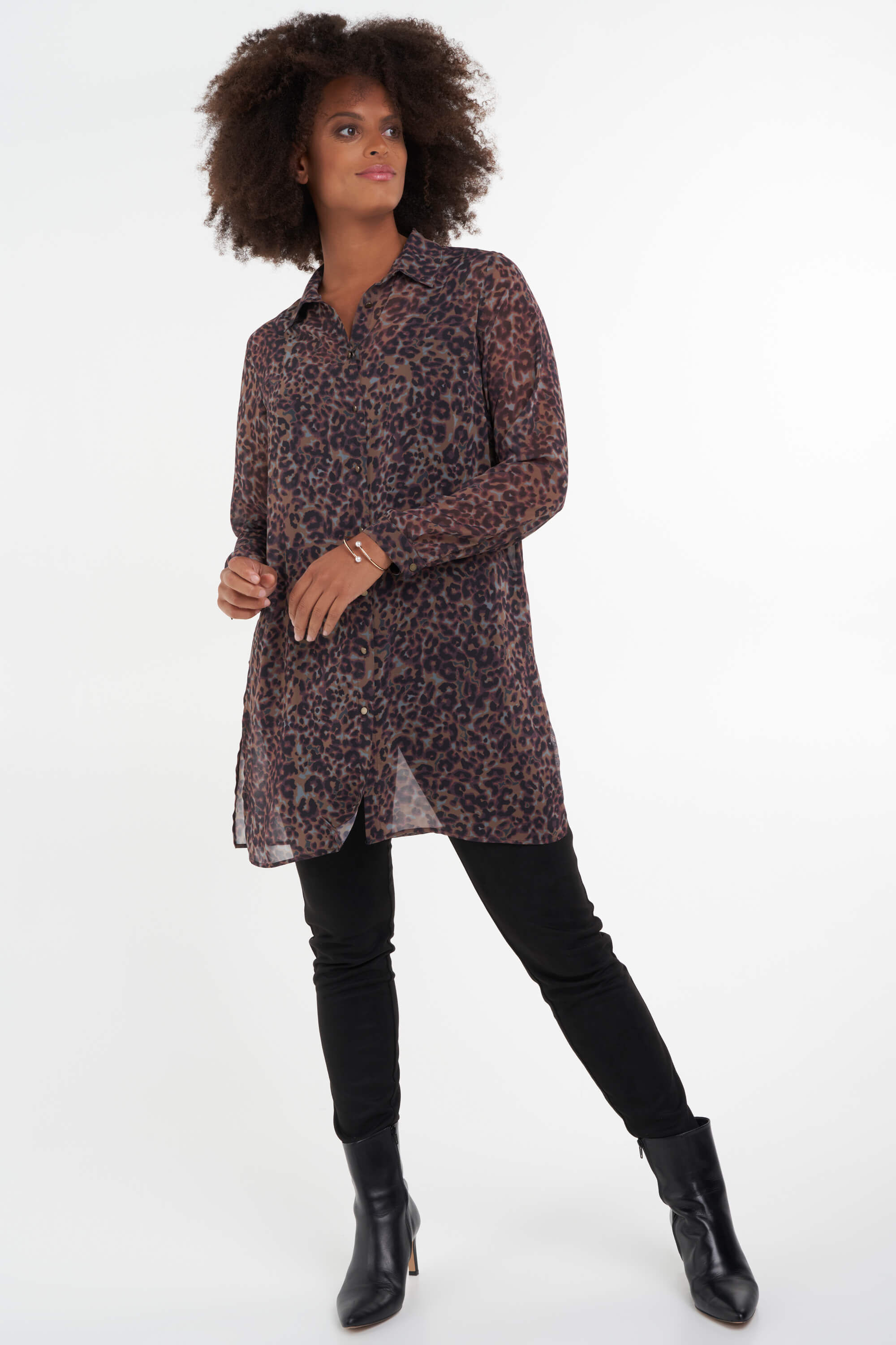 Lange Bluse mit Print image number 3