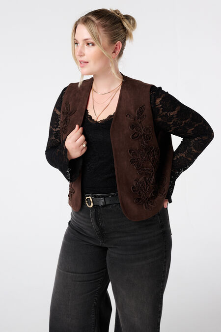 Weste in Wildlederoptik mit Stickerei Weste in Wildlederoptik mit Stickerei