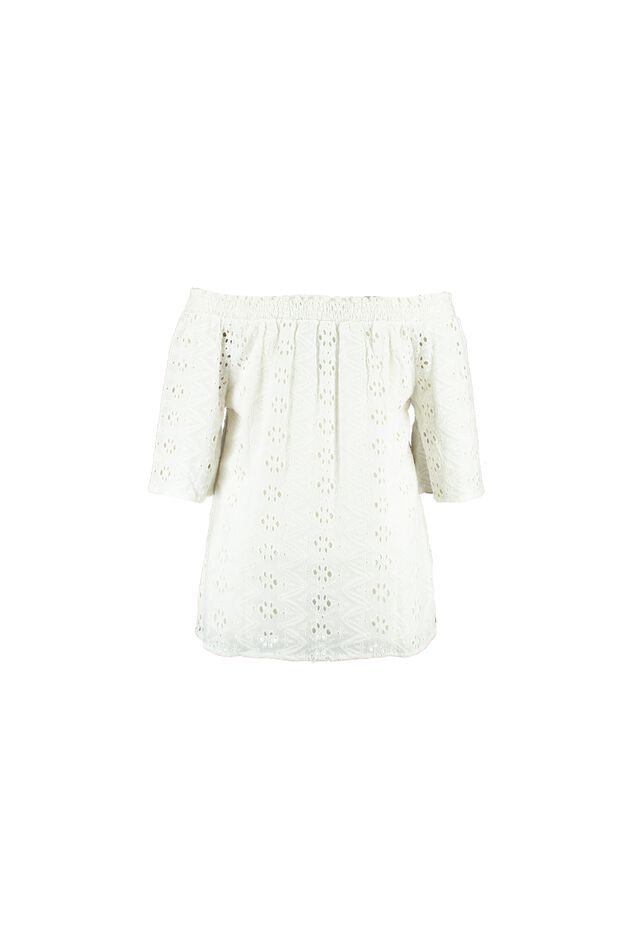 Schulterfreies Top mit Lochmuster image number 2