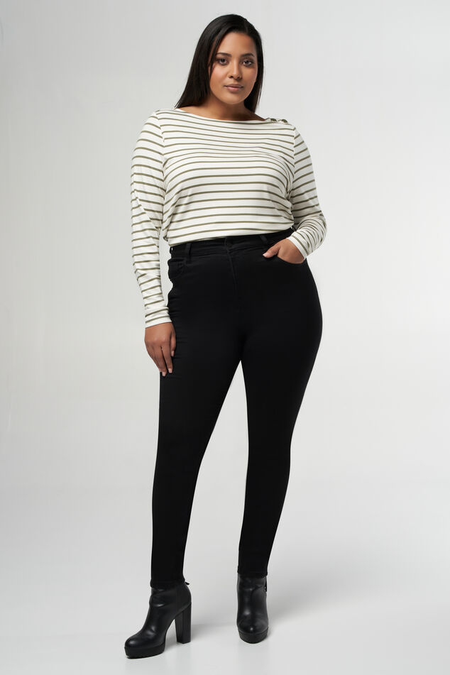 Skinny-Leg-Jeans mit hoher Taille CHERRY image number 0