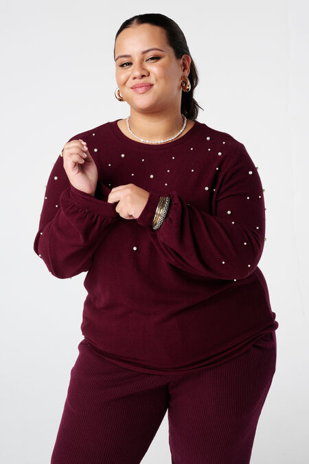Brushed Sweater mit Perlenaufdruck Brushed Sweater mit Perlenaufdruck