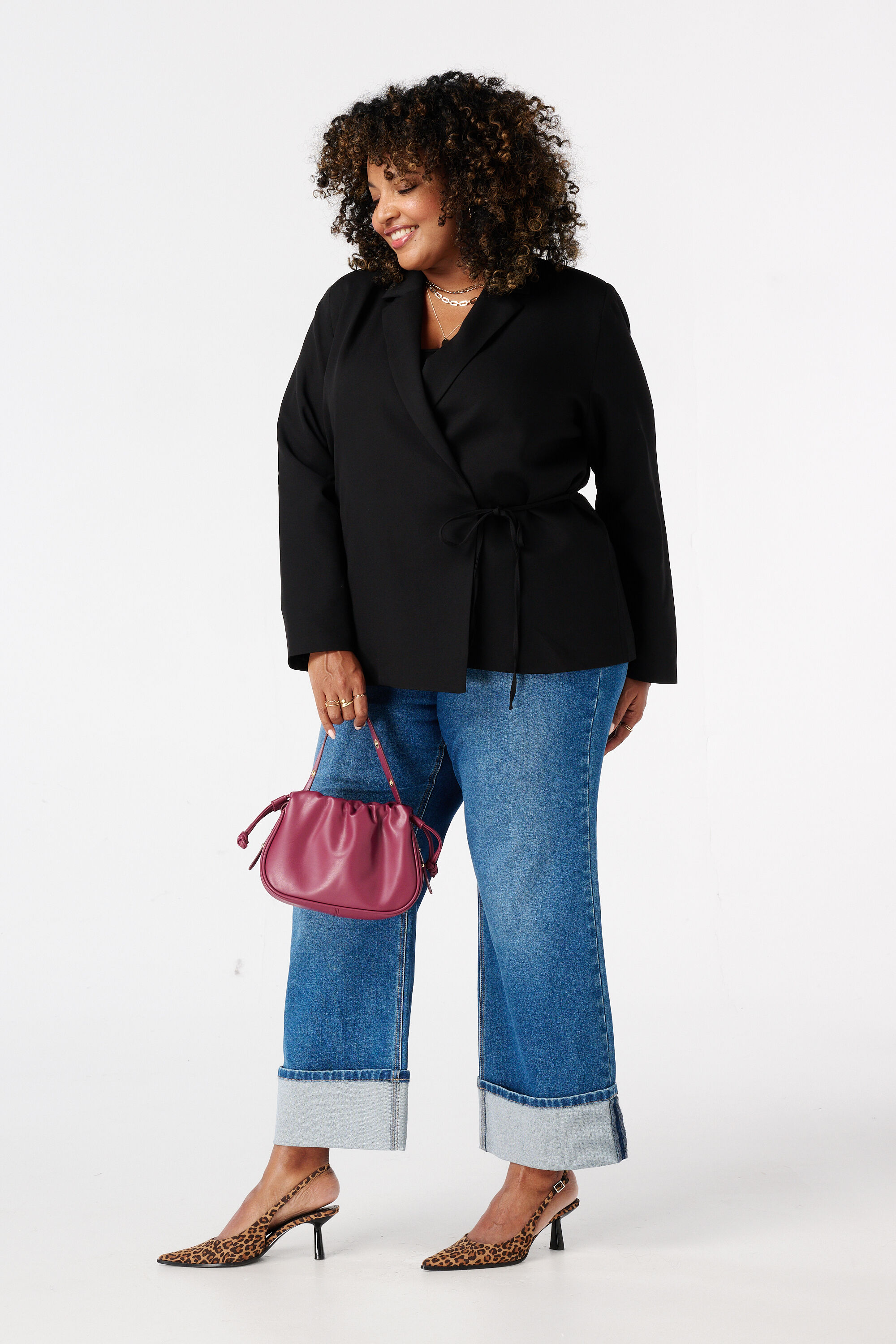 Oversize-Blazer mit Krawatteng&uuml;rtel image number 5