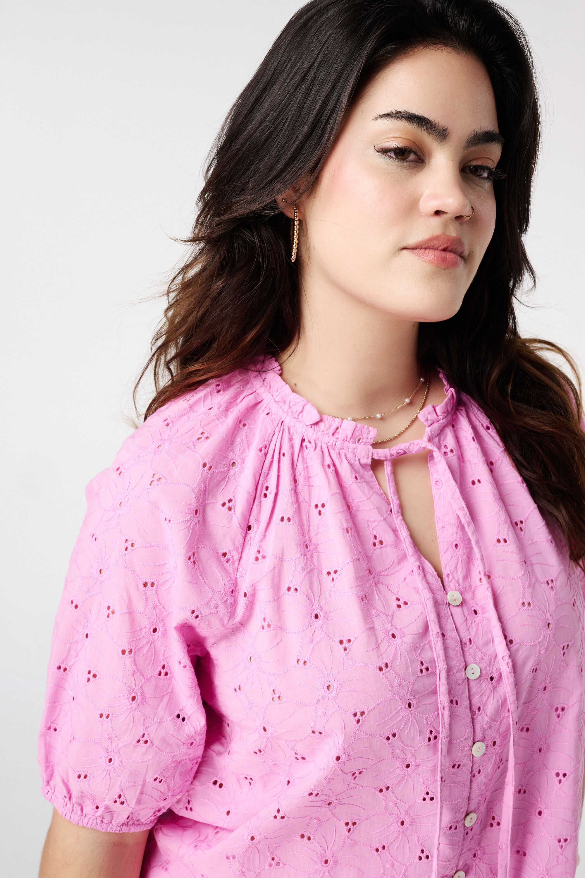 Bestickte Bluse mit Puff&auml;rmeln image number 4