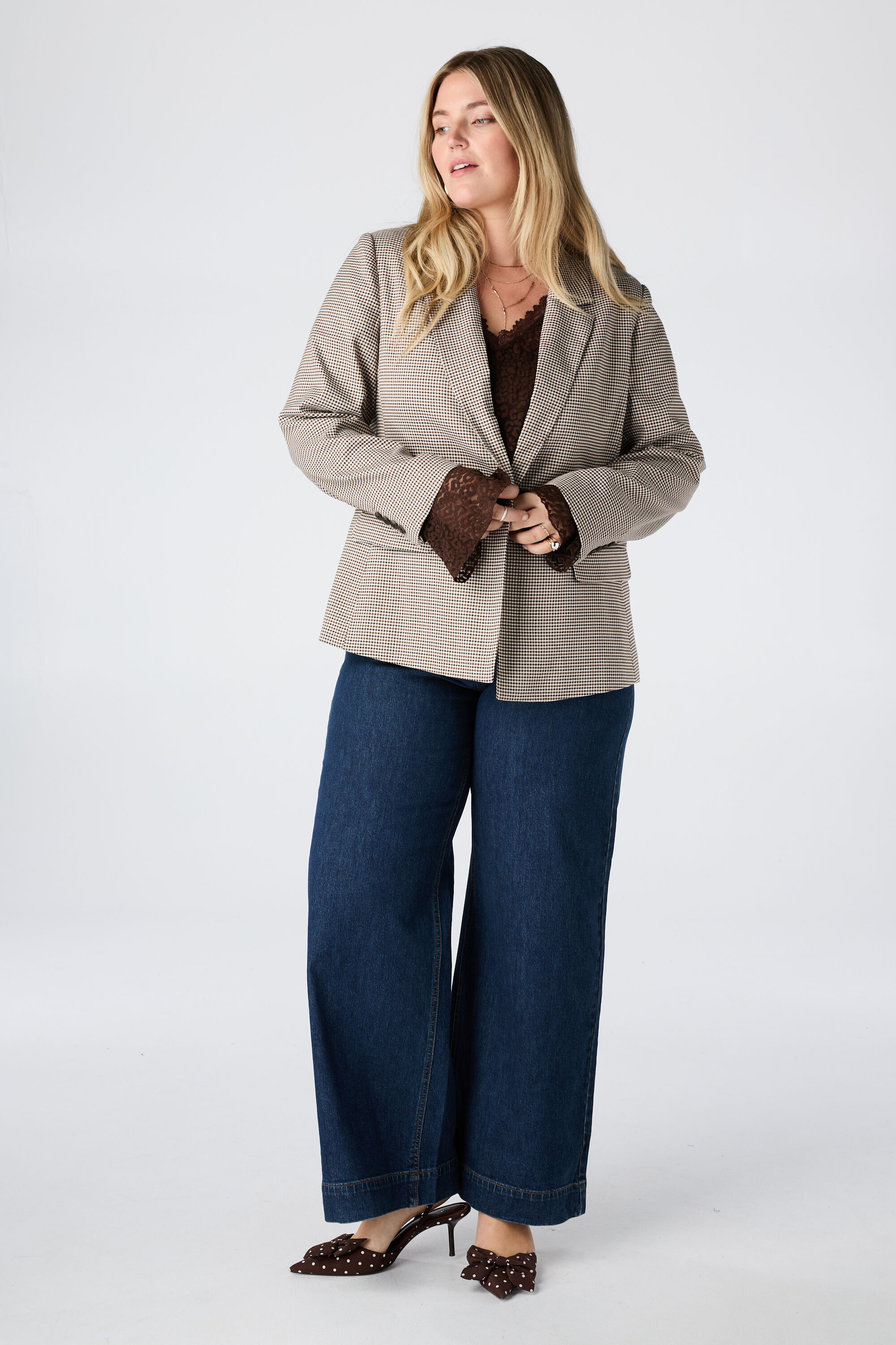 Einreihiger Blazer mit Hahnentrittmuster image number 5