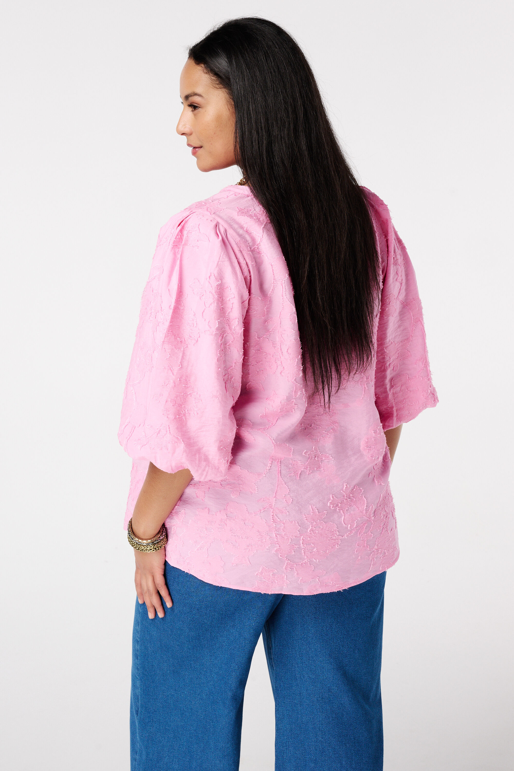 Broderie-Bluse mit Puff&auml;rmeln image number 3